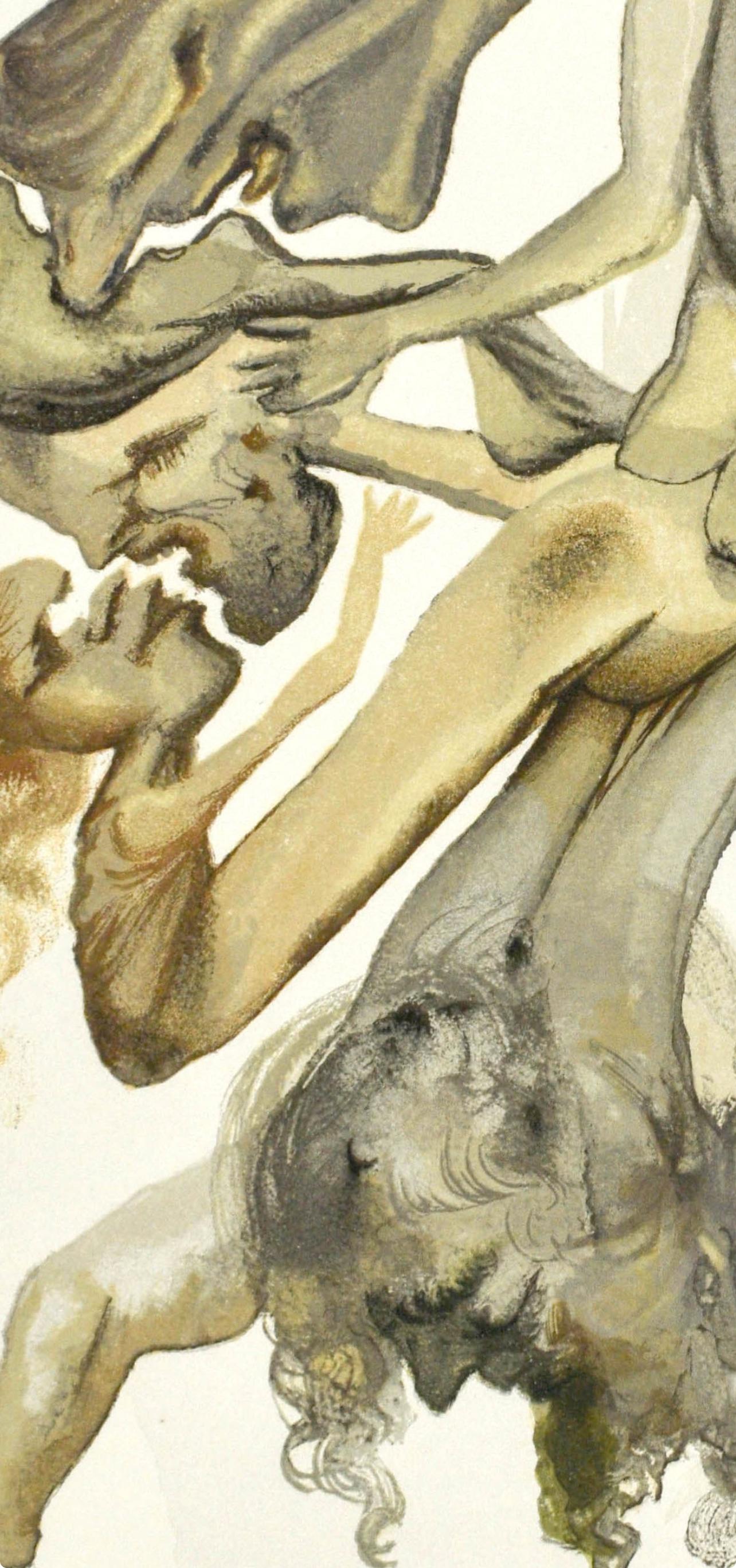 Inferno, Canto IV (Field 189-200; M/L. 1039-1138), La Divina Commedia - Beige Figurative Print by Salvador Dalí