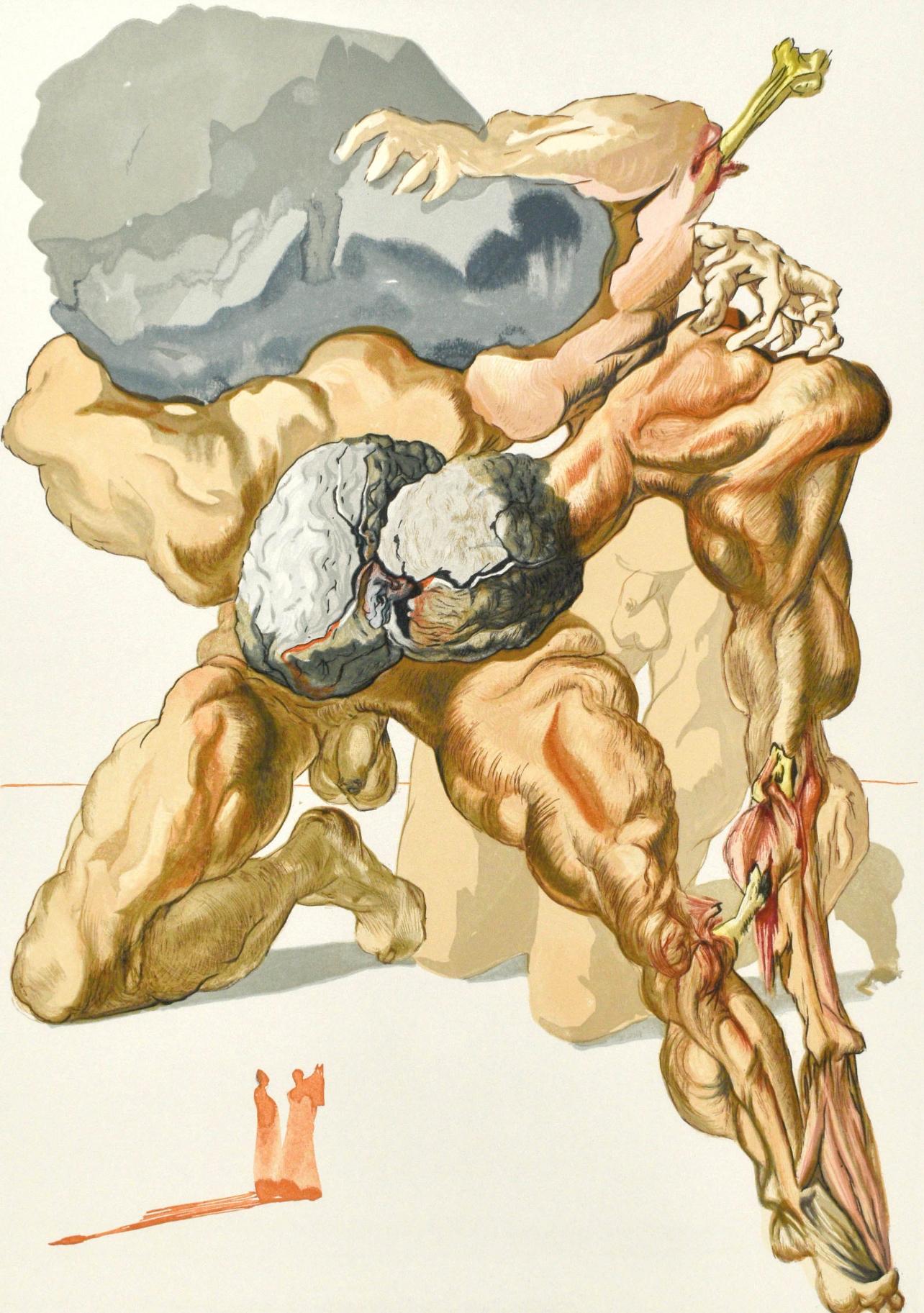 Salvador Dalí Landscape Print - Inferno, Canto VII (Field 189-200; M/L. 1039-1138), La Divina Commedia
