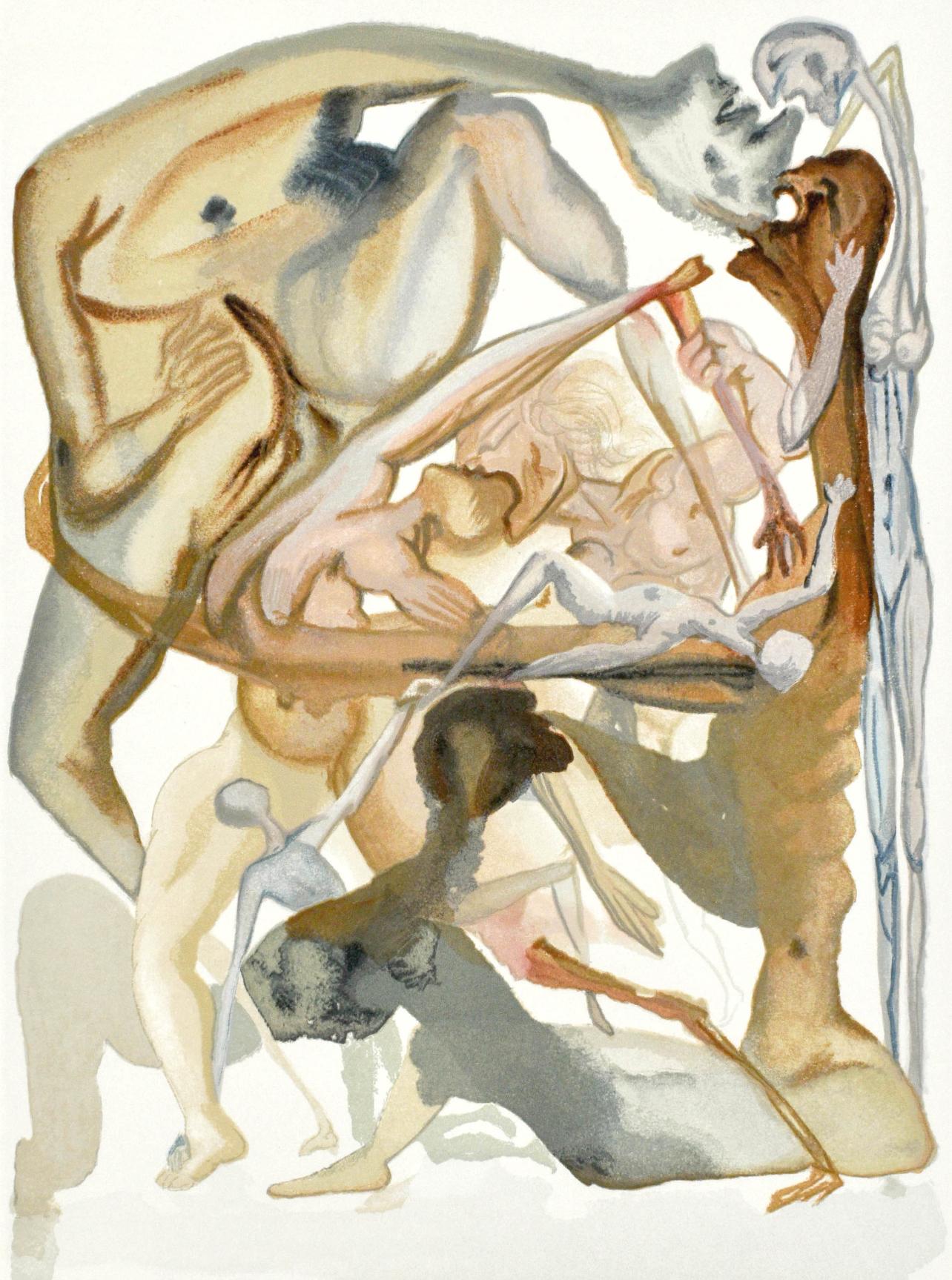 Salvador Dalí Figurative Print - Inferno, Canto XI (Field 189-200; M/L. 1039-1138), La Divina Commedia