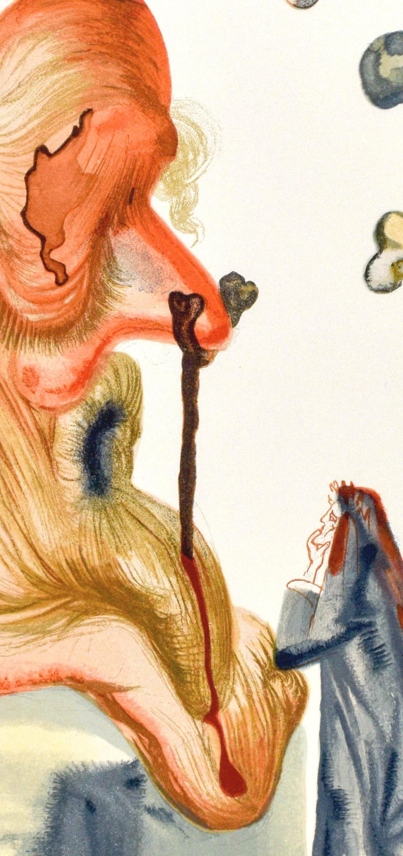 Inferno, Canto XVIII (Field 189-200; M/L. 1039-1138), La Divina Commedia - Beige Figurative Print by Salvador Dalí