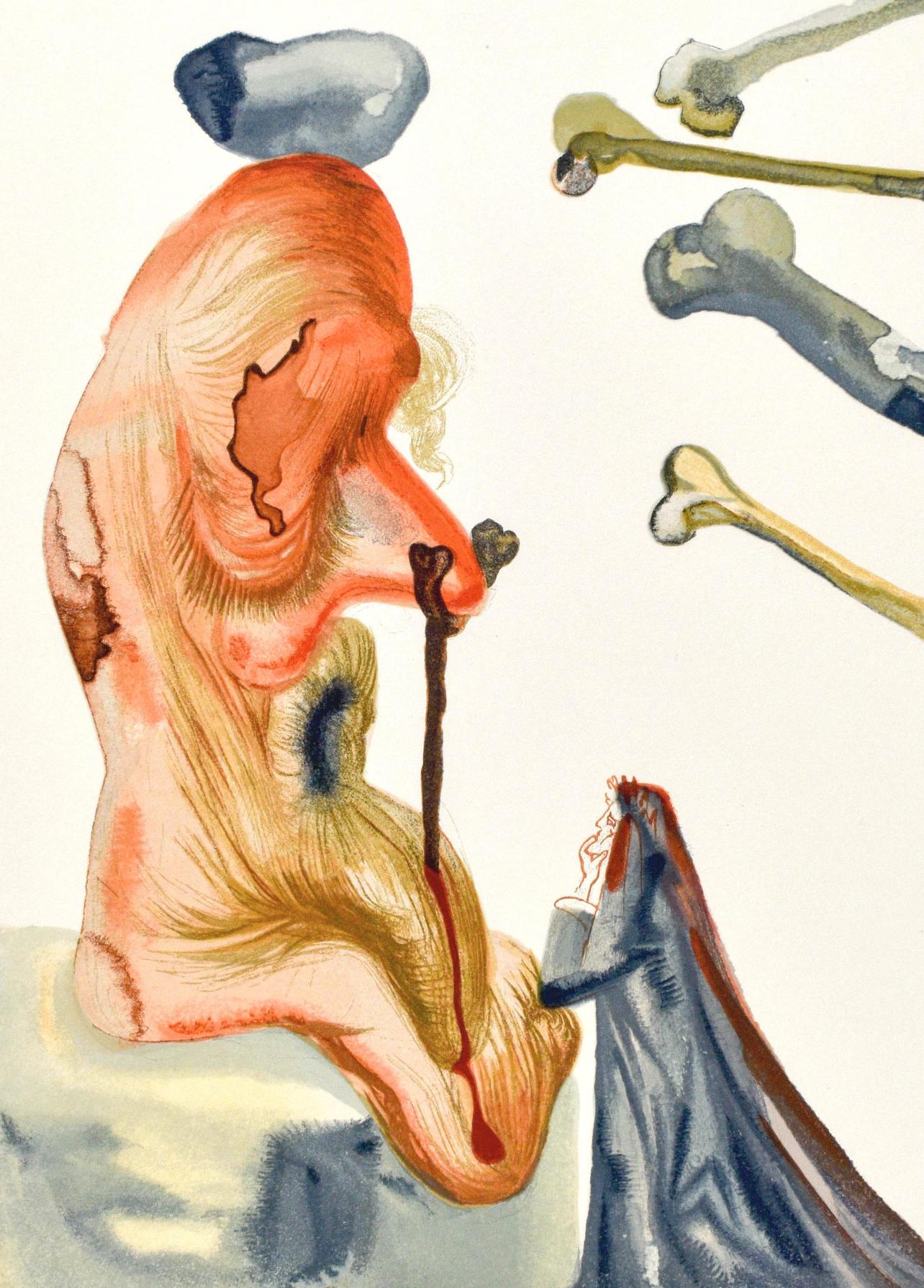 Salvador Dalí Figurative Print - Inferno, Canto XVIII (Field 189-200; M/L. 1039-1138), La Divina Commedia