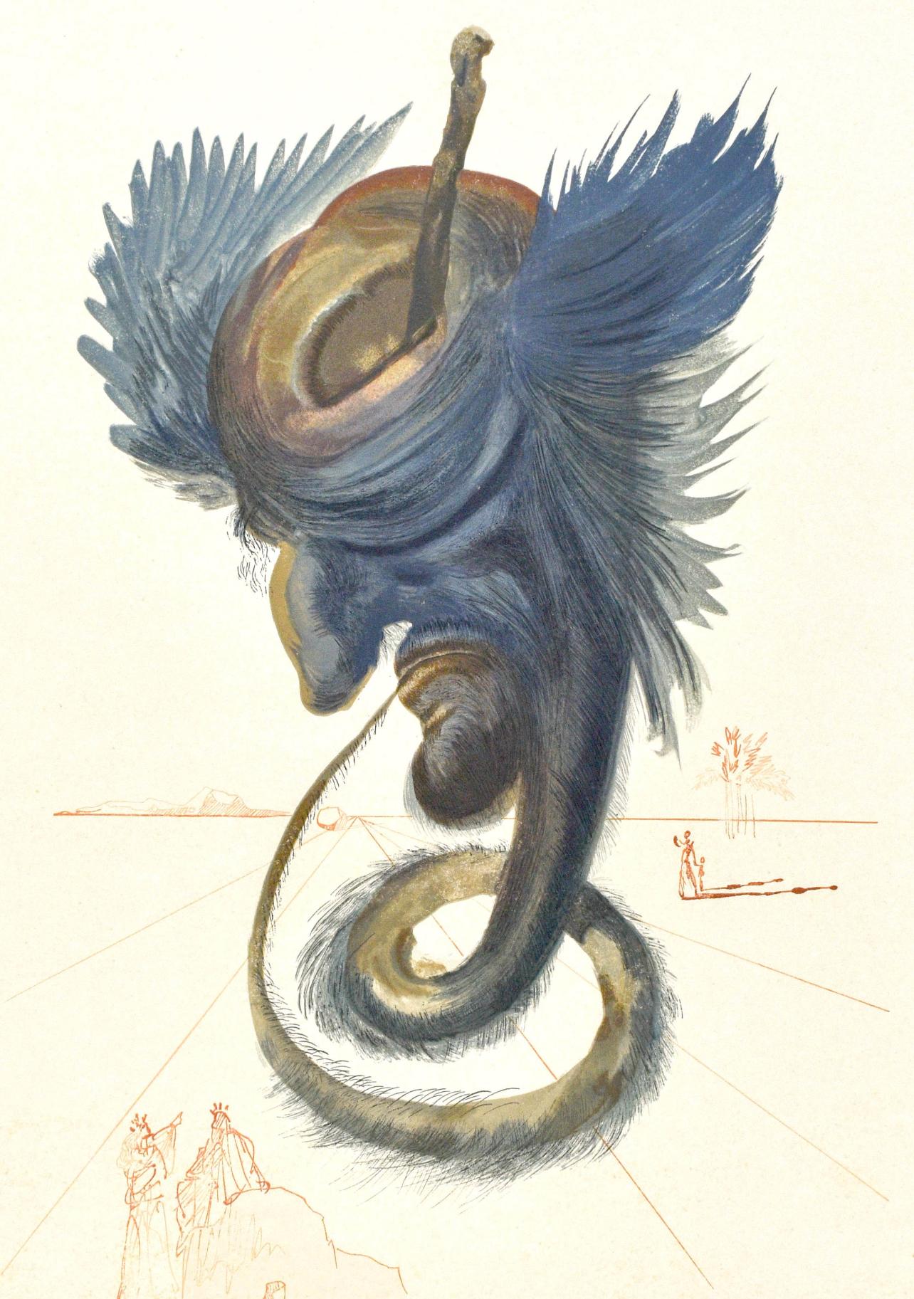 Salvador Dalí Landscape Print - Inferno, Canto XX (Field 189-200; M/L. 1039-1138), La Divina Commedia