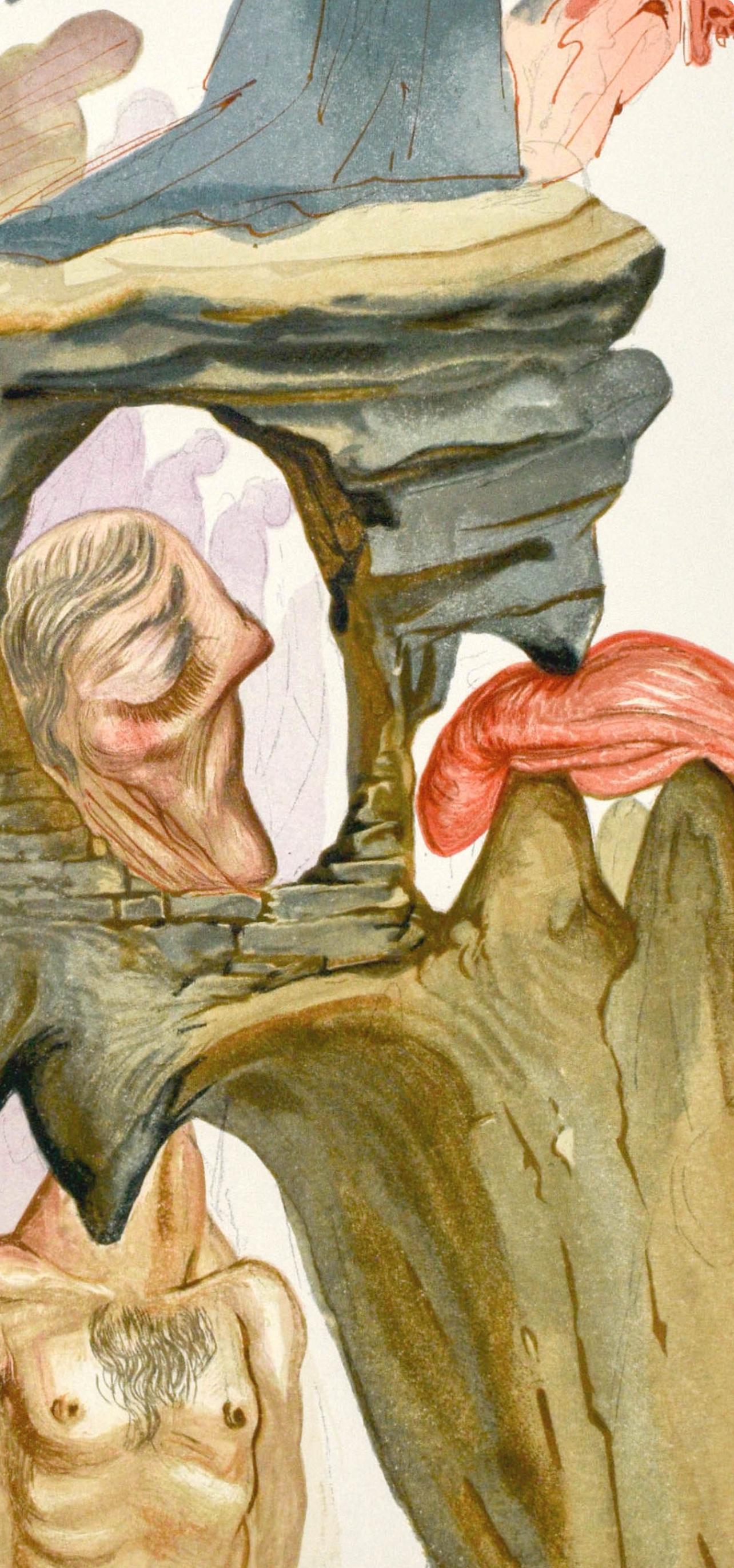 Inferno, Canto XXII (Feld 189-200; M/L. 1039-1138), La Divina Commedia (Beige), Figurative Print, von Salvador Dalí