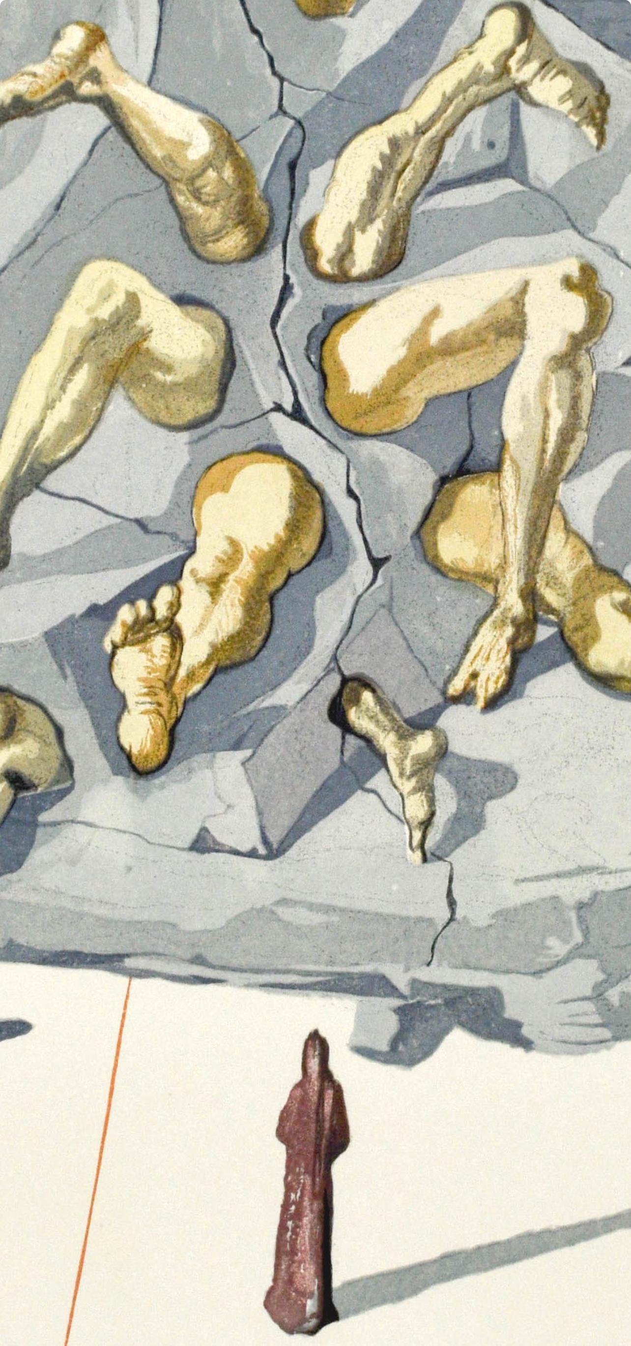 Inferno, Canto XXVI (Field 189-200; M/L. 1039-1138), La Divina Commedia - Beige Figurative Print by Salvador Dalí