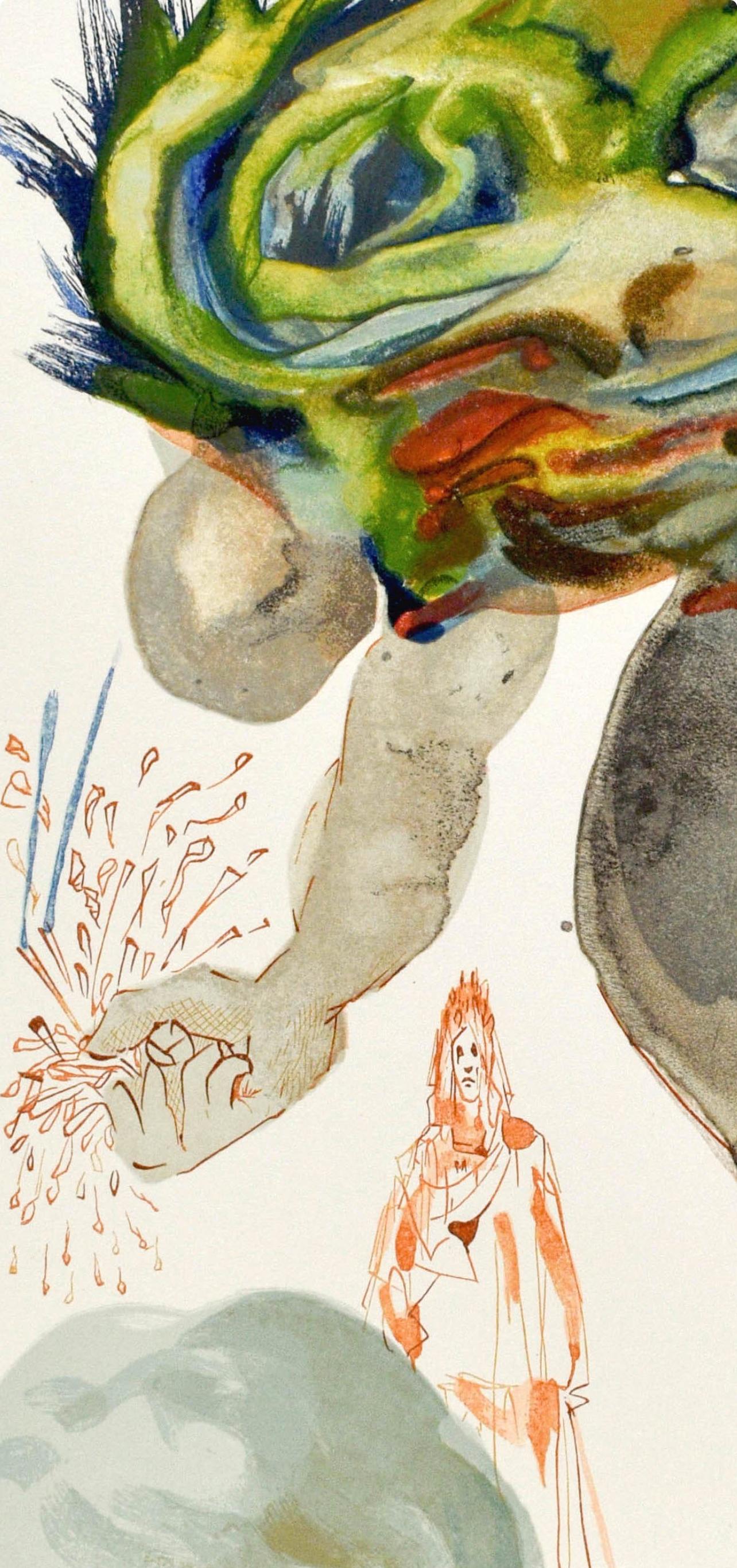 Inferno, Canto XXXI (Field 189-200; M/L. 1039-1138), La Divina Commedia - Beige Figurative Print by Salvador Dalí
