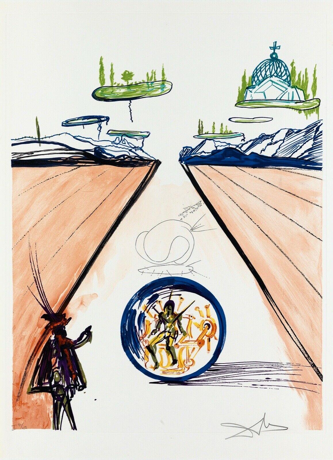 Salvador Dalí Landscape Print - Intra-Uterine Paradesic Locomotion (Imagination & Objects), Salvador Dali