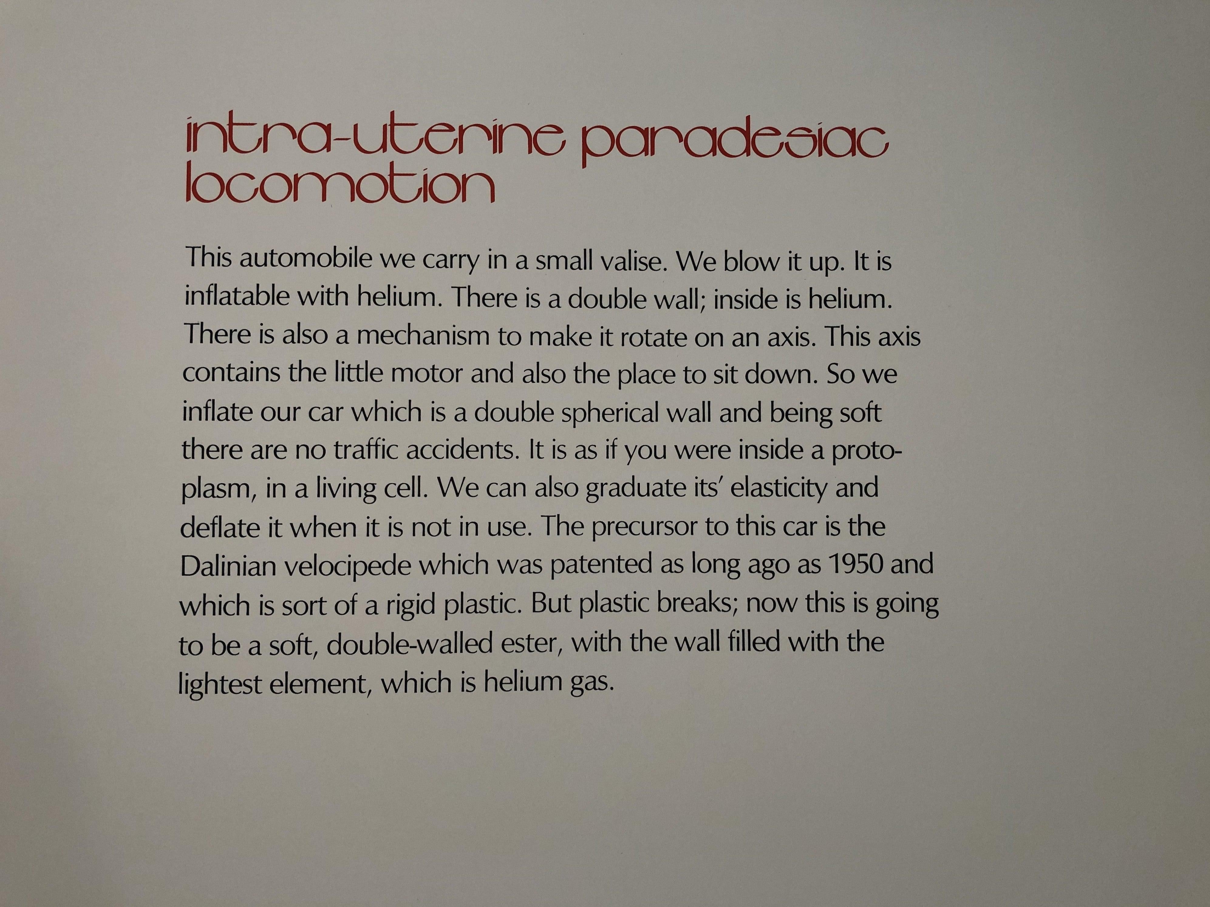 Locomozione paradisiaca intrauterina, da Immaginazioni e oggetti del futuro 1