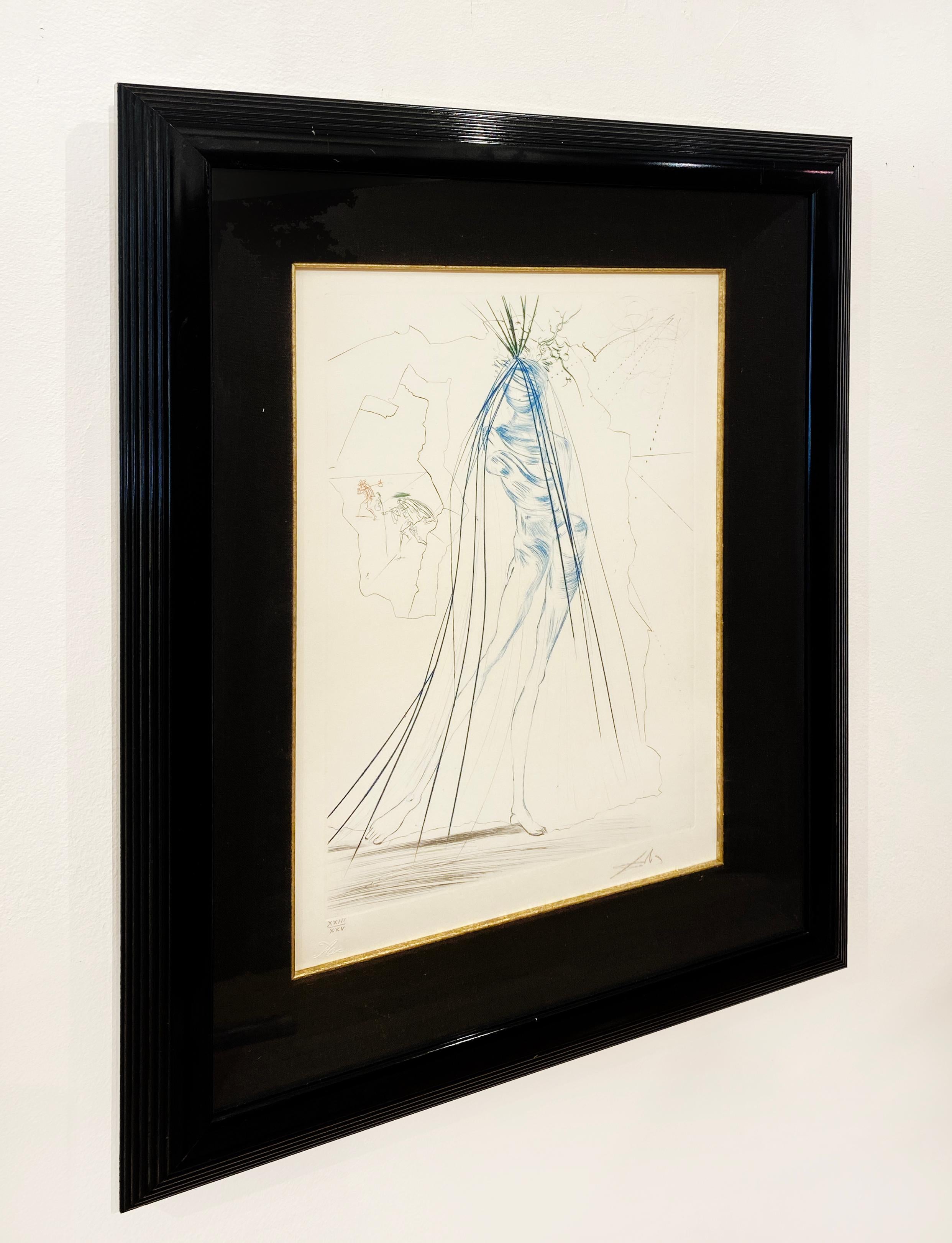 Artist:  Dali, Salvador
Title:  Iseult of the White Hands (duplicate)
Series:  Tristan et Iseult
Date:  1970
Medium:  drypoint printed in color
Framed Dimensions:  25.5