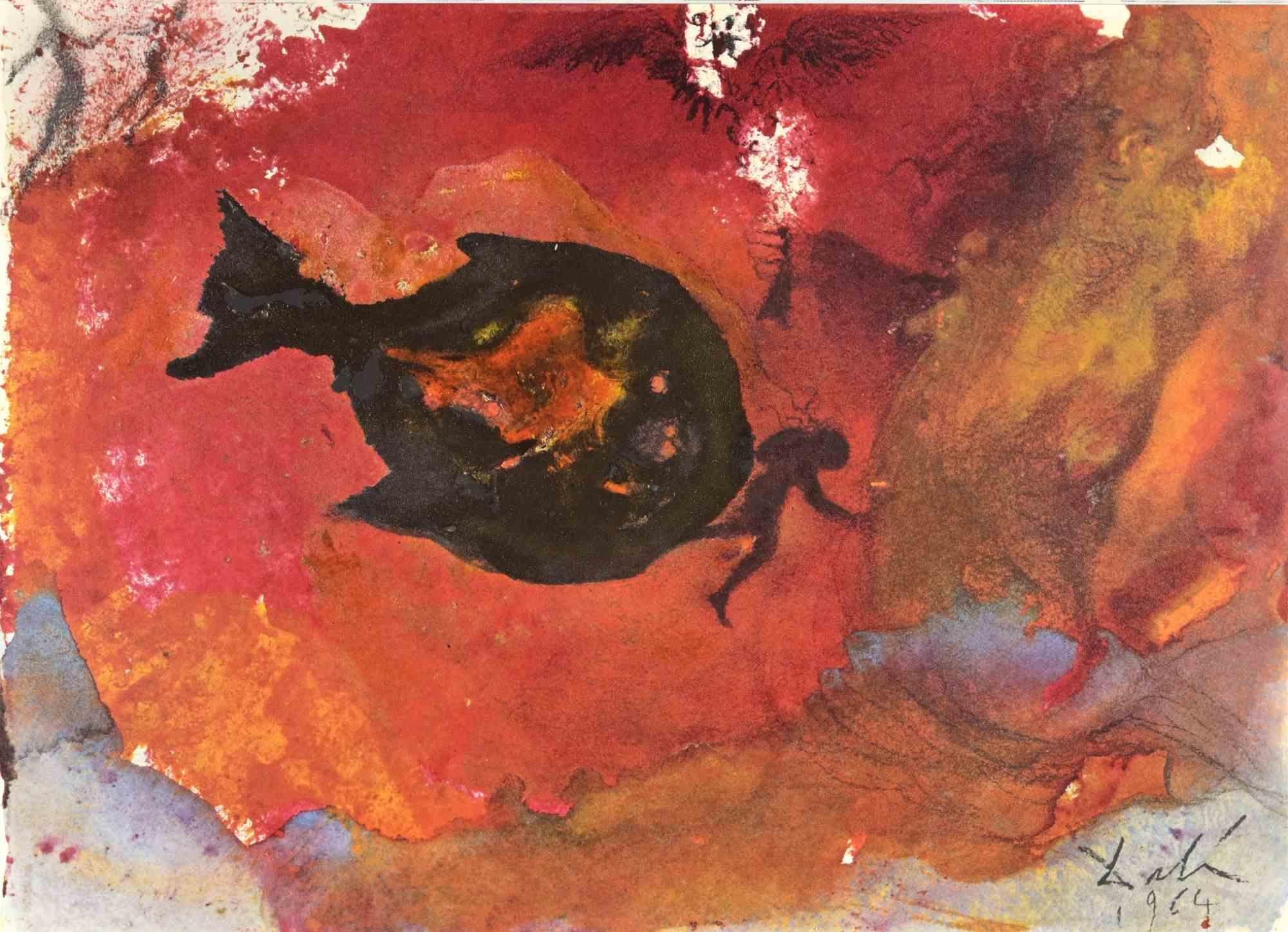 Salvador Dalí Figurative Print - Jonah in the Belly of the Whale -  Lithograph - 1964