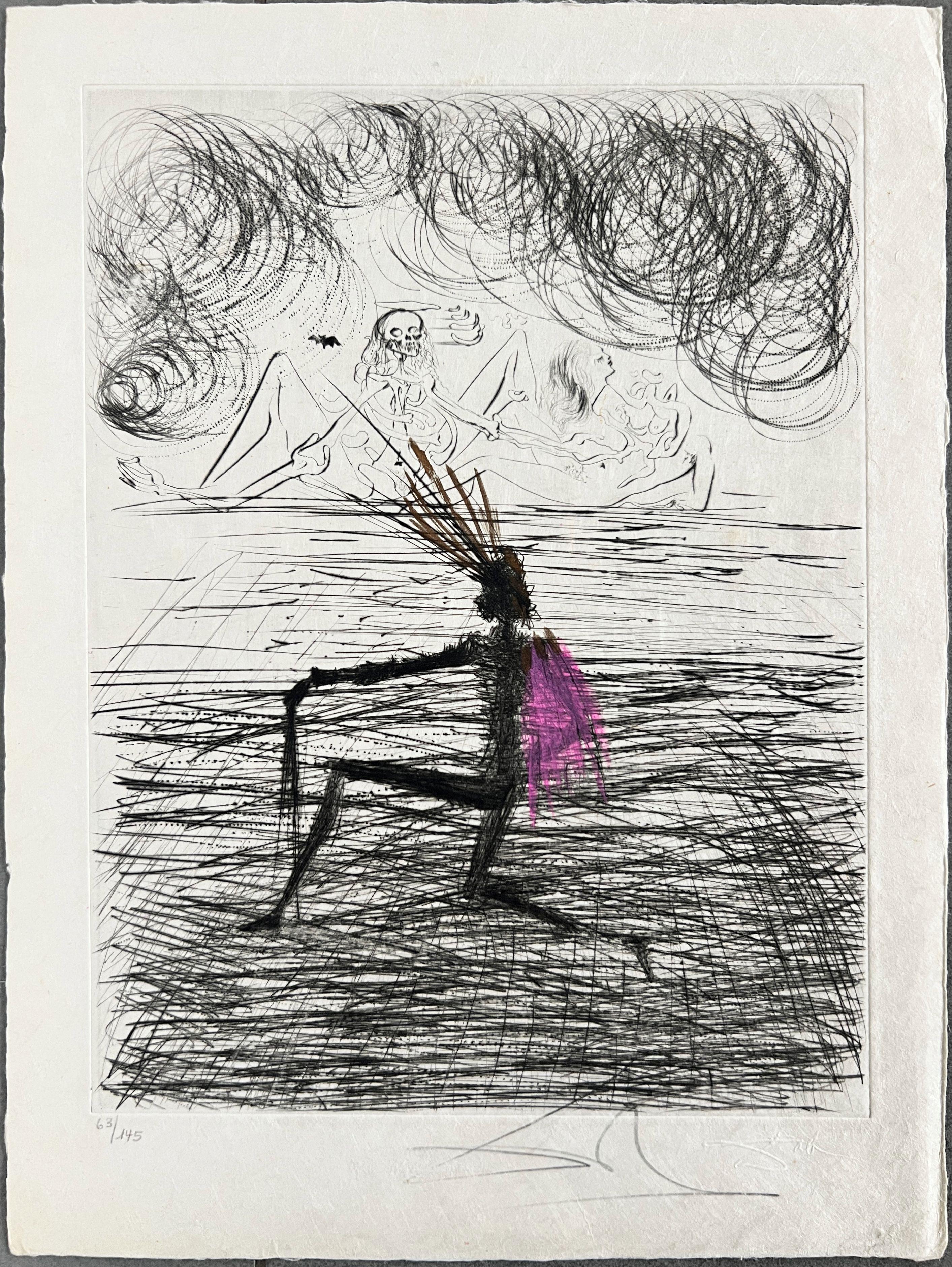 Kneeling Knight - Surrealist Mixed Media Art by Salvador Dalí