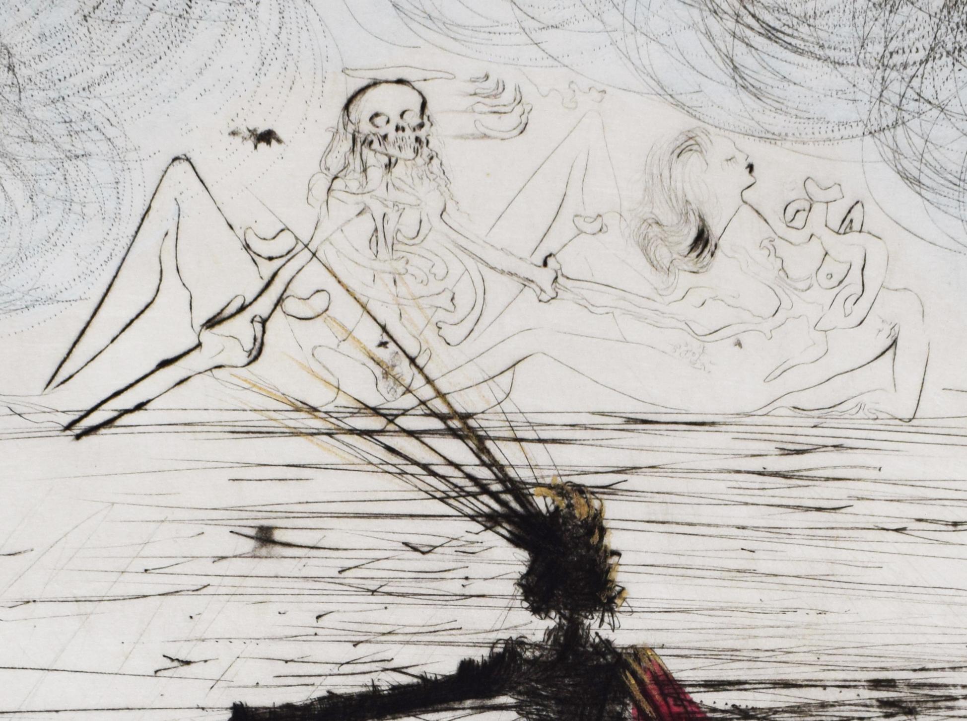 Kneeling Knight, from: Faust (Walpurgis Night) - Spanish Surrealism - Gray Figurative Print by Salvador Dalí