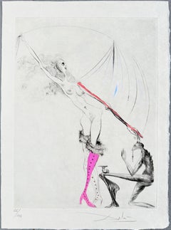 Purple Boot, Original Etching, Surrealist, 1969, Signed