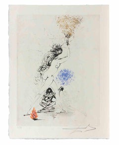 La Fille au Flambeau - Etching - 1968