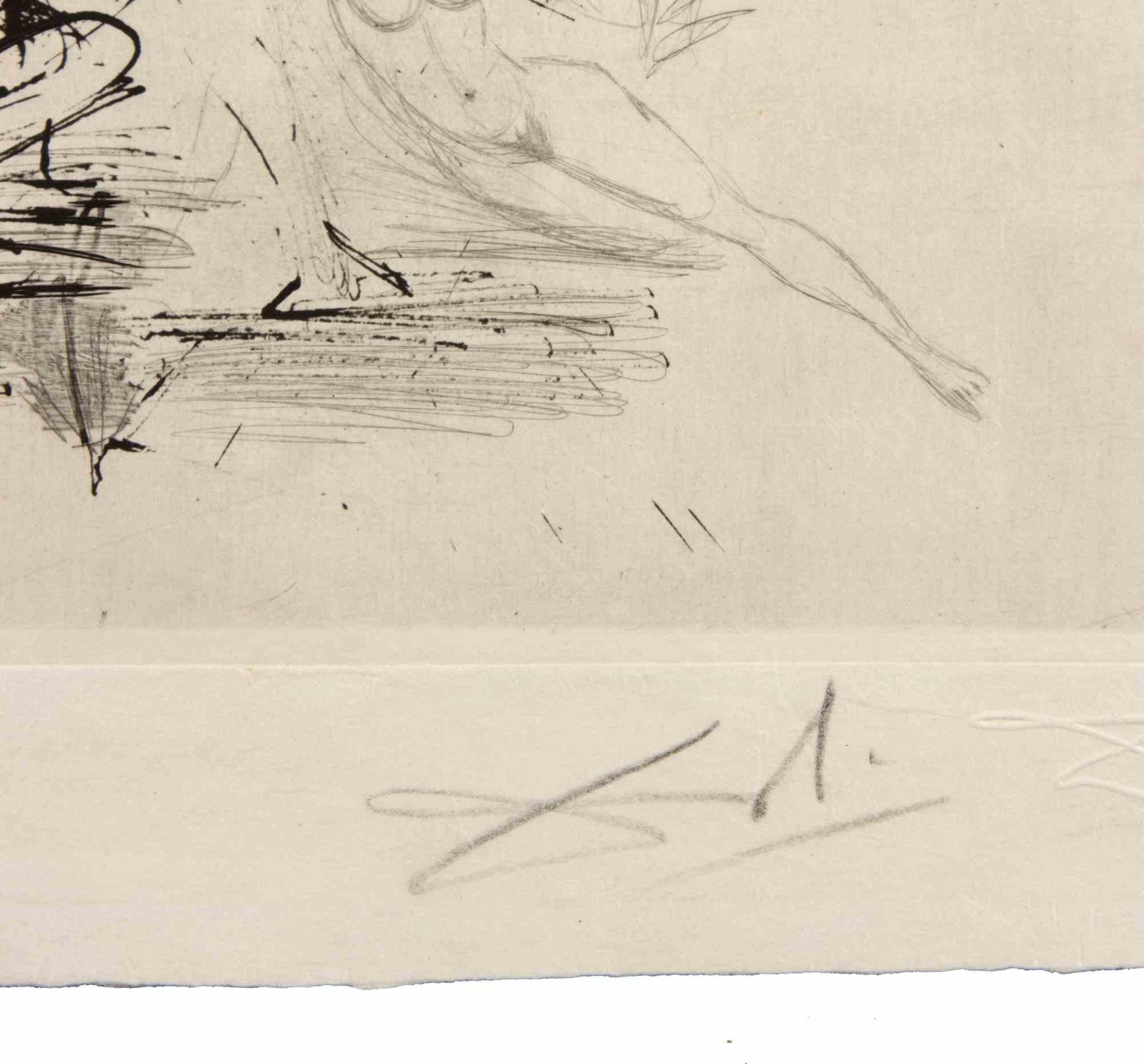 La Fille au Page - Gravure - 1968 - Print de Salvador Dalí