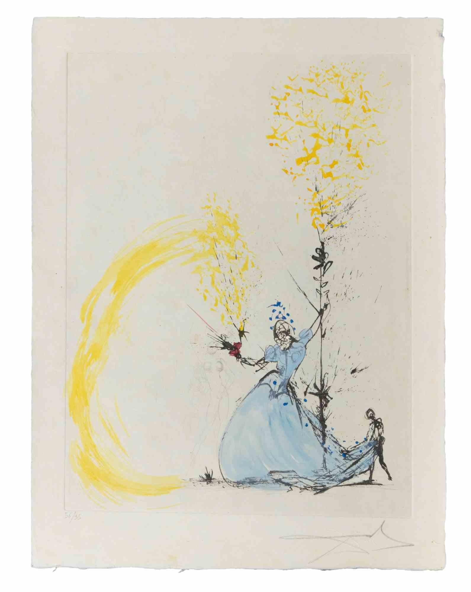 La Fille au Page (Girl with a Page) - Etching - 1968 - Print by Salvador Dalí