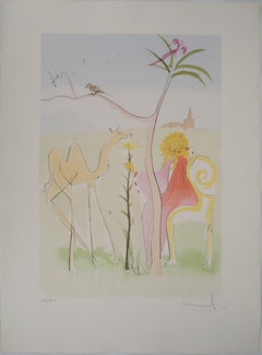 La Fontaine's Bestiary, The Lion's Court, gravure originale, signée à la main, 1974