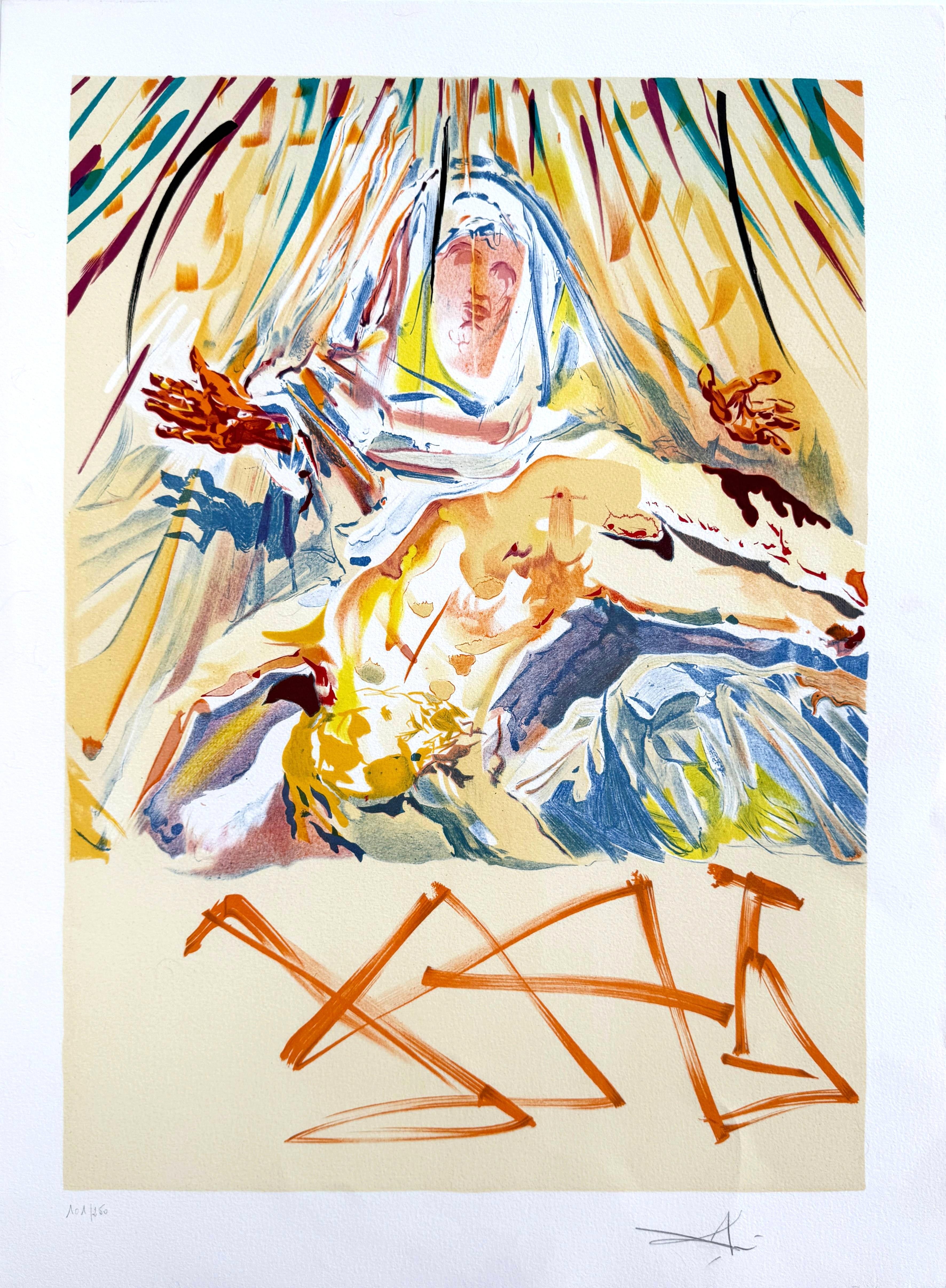 Salvador Dalí Print - La Pietà Nera, Original Lithograph, Modern, 1973, Signed