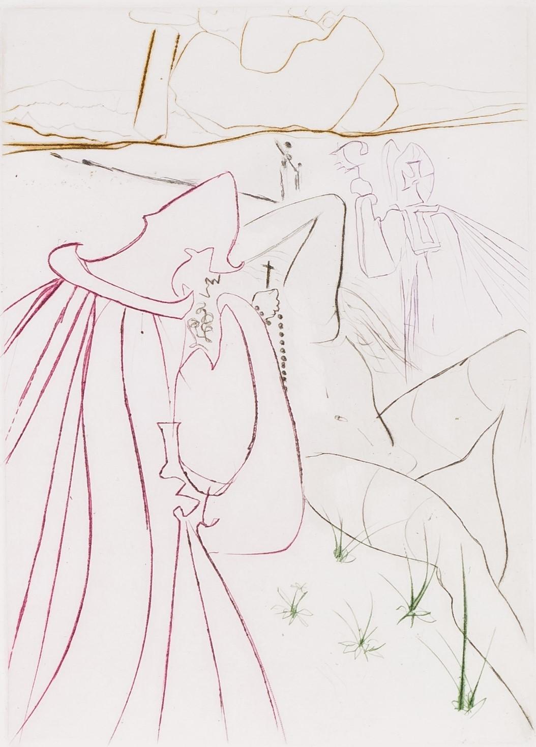 La Ressuscitée, 1972 (Le Decameron, Plate J) - Figurative Print Grigio di Salvador Dalí