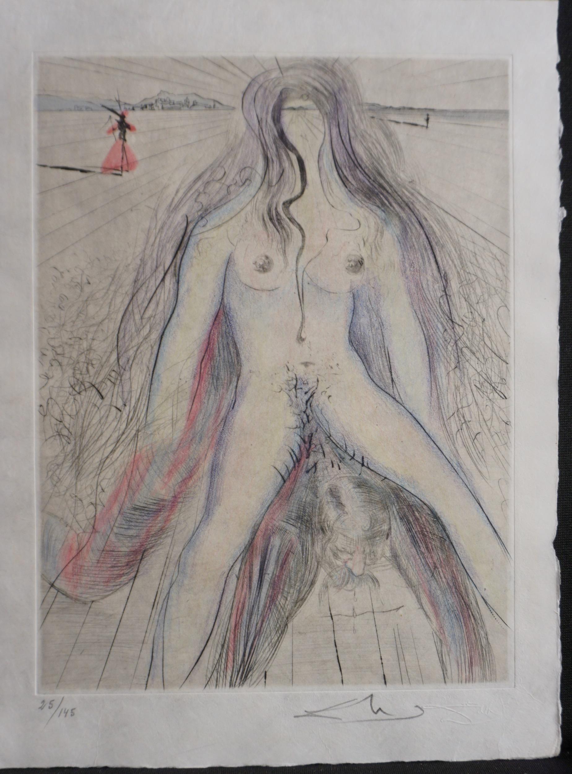 Salvador Dalí Nude Print - La Venus aux Fourrures Woman on Horse 
