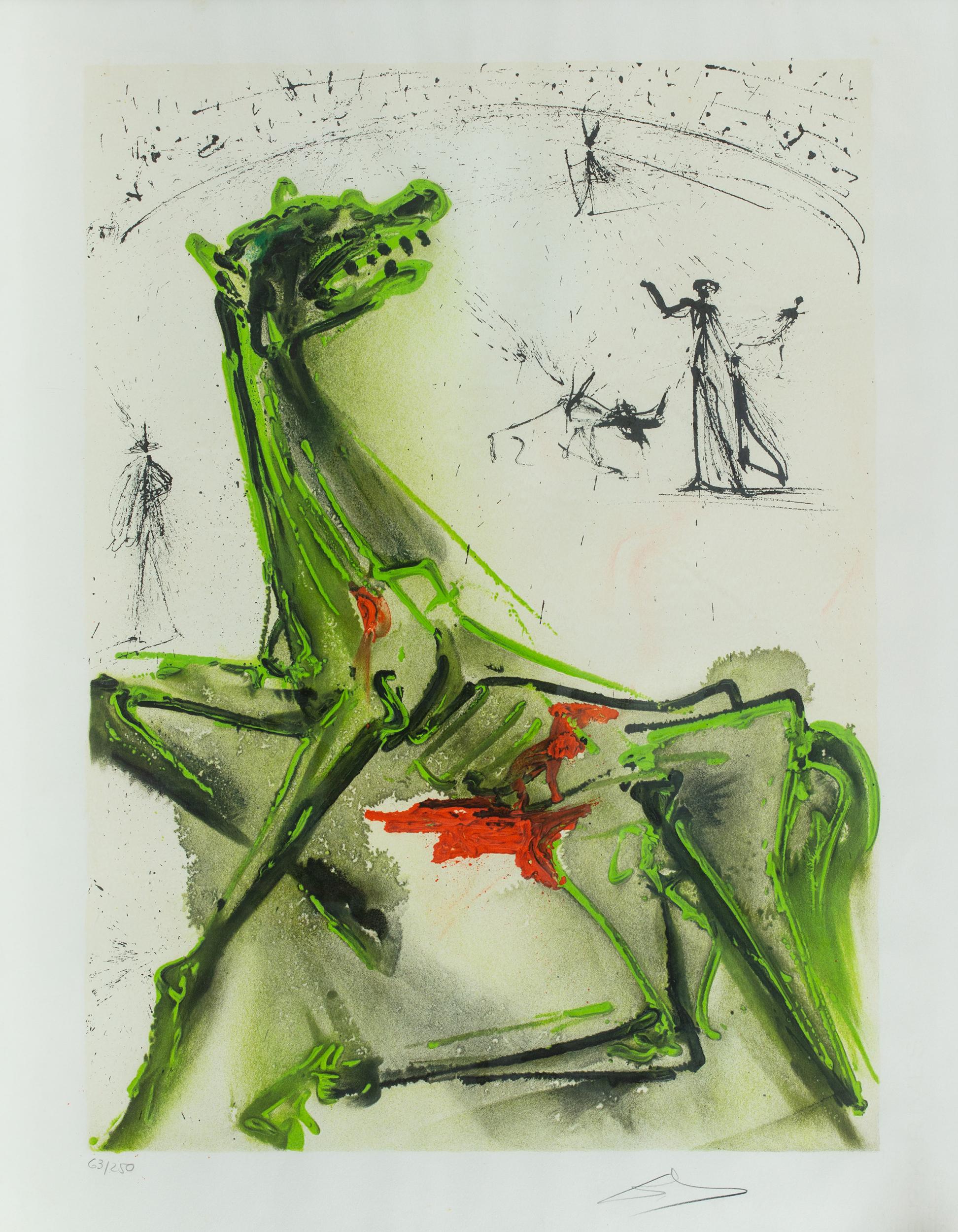 Salvador Dalí Figurative Print - La Victime de la Fete (The Victim of the Festivity)
