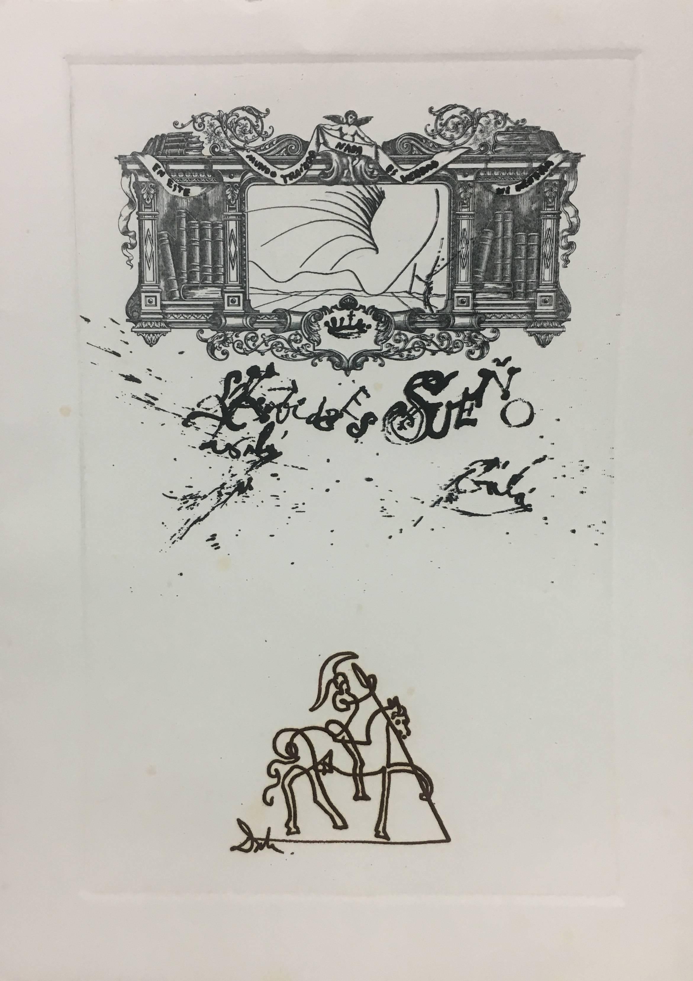 LA VIDA ES SUEÑO: title plate engraving painting - Print by Salvador Dalí