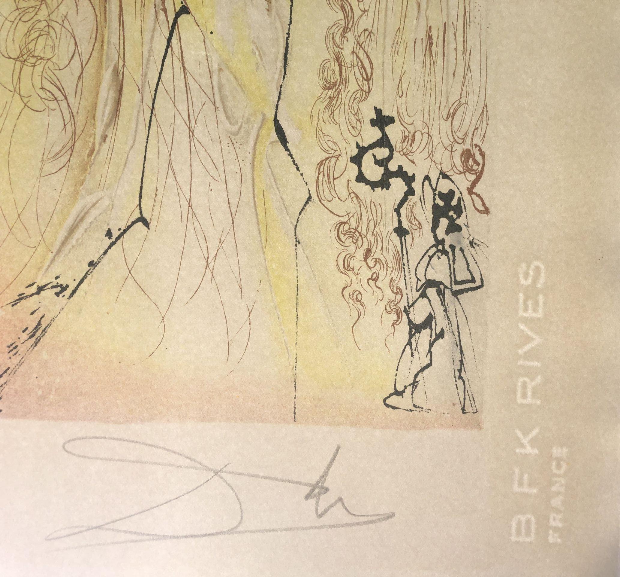 Lady Godiva - Original Lithograph Handsigned Numbered - Gray Figurative Print by Salvador Dalí
