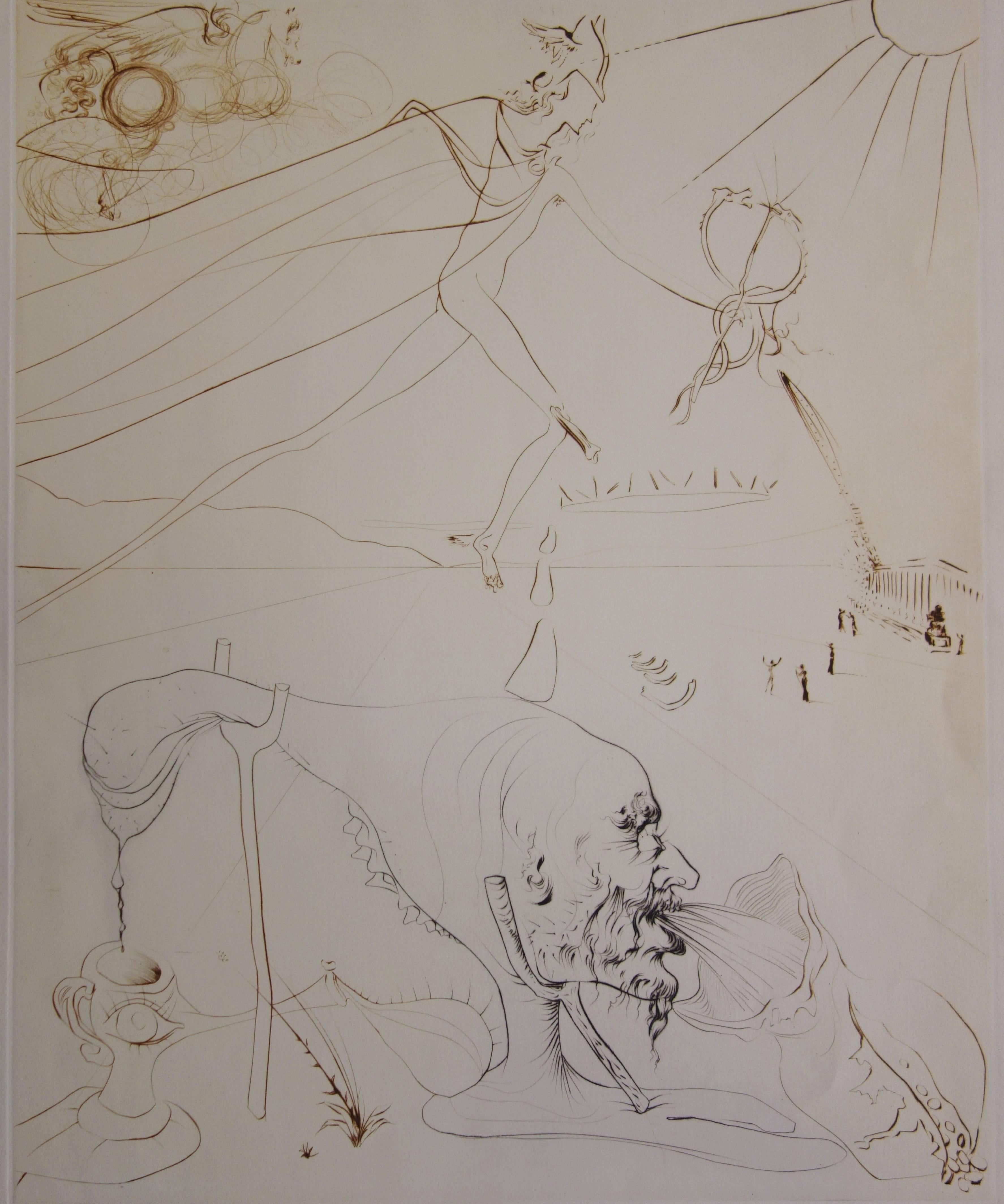 L'Alchimie - Original etching - 1972 - 50 exem - Gray Figurative Print by Salvador Dalí