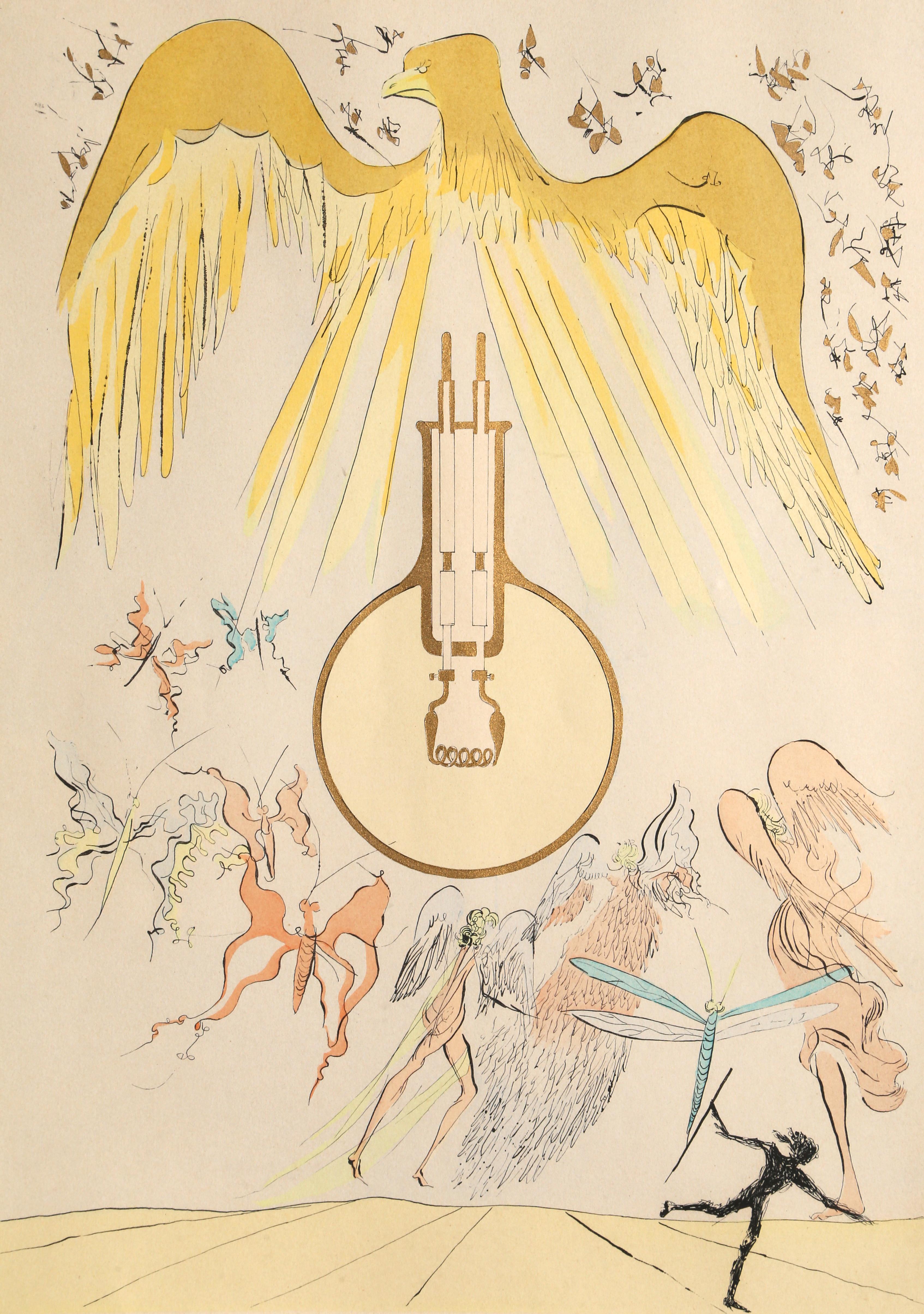 Salvador Dalí Landscape Print - L'Ampoule Incandesence from Homage to Leonardo Da Vinci