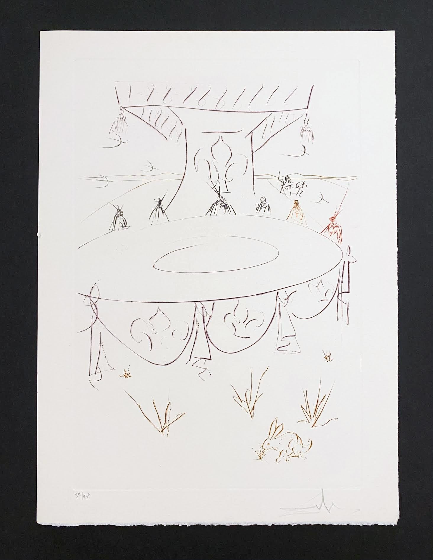 Salvador Dali The Quest for the Grail Lancelot, Comrade of the Round Table
Artist: Salvador Dali
Medium: Medium Drypoint on Arches
Title: Lancelot, Comrade of the Round Table
Portfolio: The Quest for the Grail
Year: 1975
Edition: 39/249
Signed: