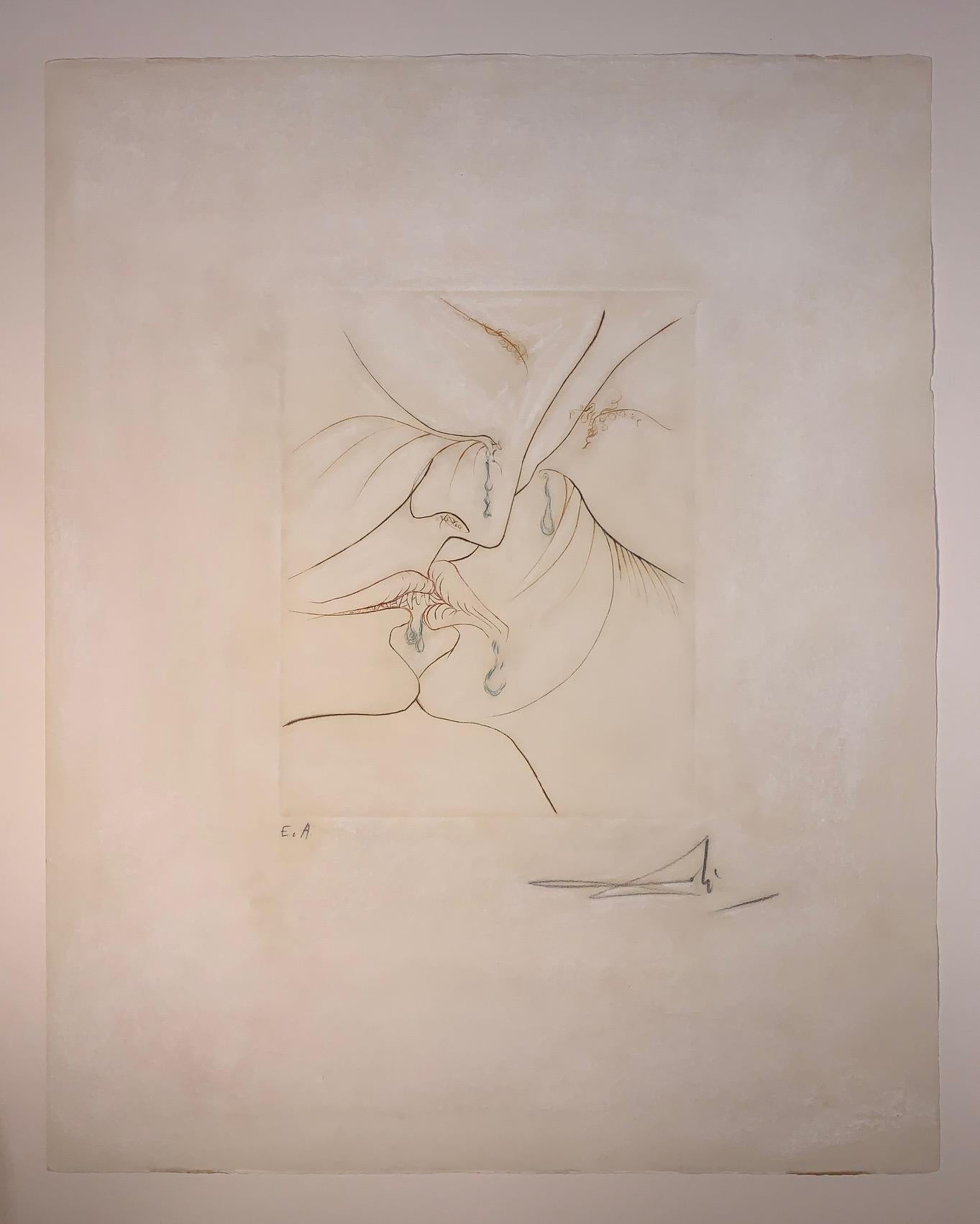 Le Baiser, Surrealist Etching - Print by Salvador Dalí