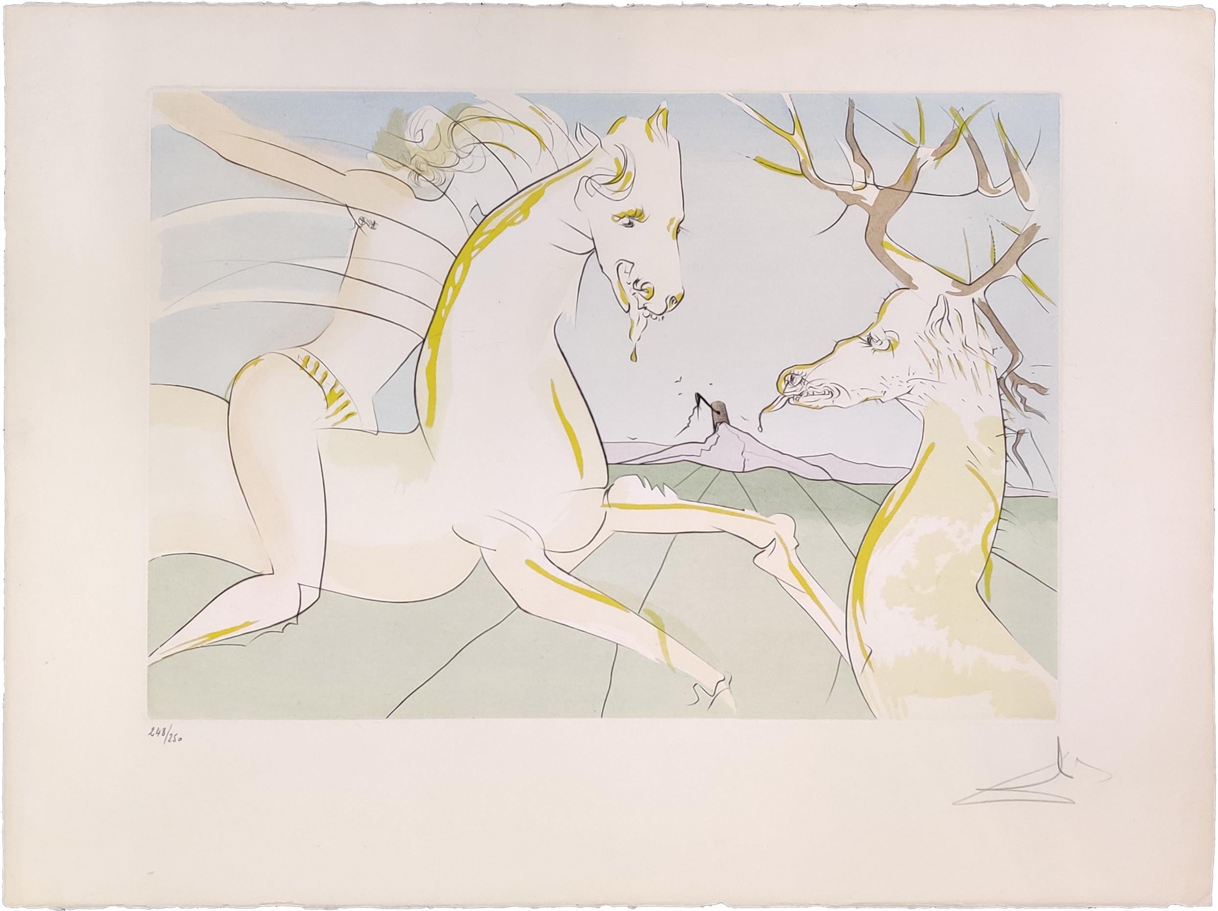 IL CAVALIERE E IL CERVO - Print di Salvador Dalí