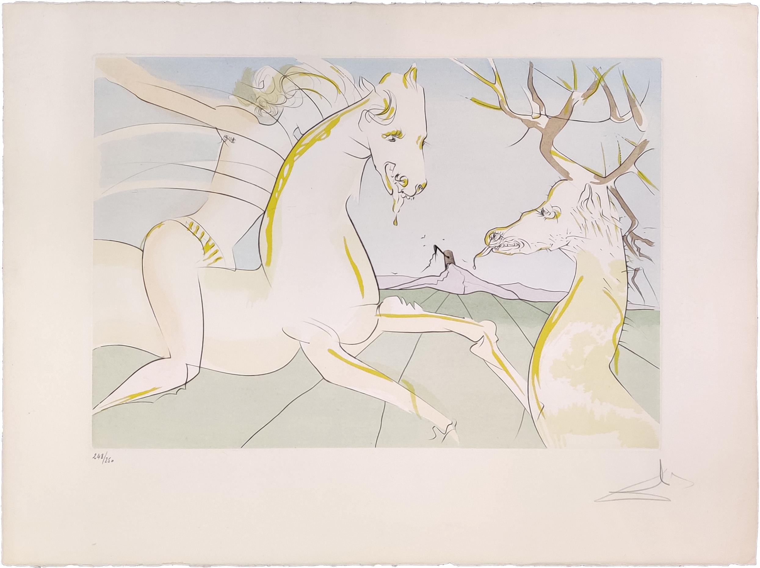 LE CAVALIER ET LE CERF - Print by Salvador Dalí