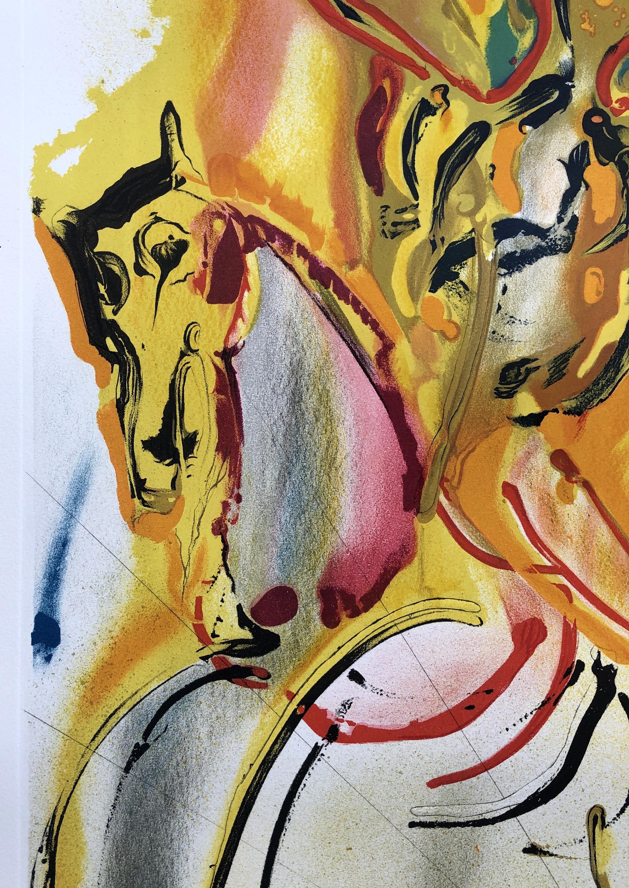 Le Cavalier Triomphant - Original Etching & Lithograph Handsigned (Field #73-12) - Surrealist Print by Salvador Dalí
