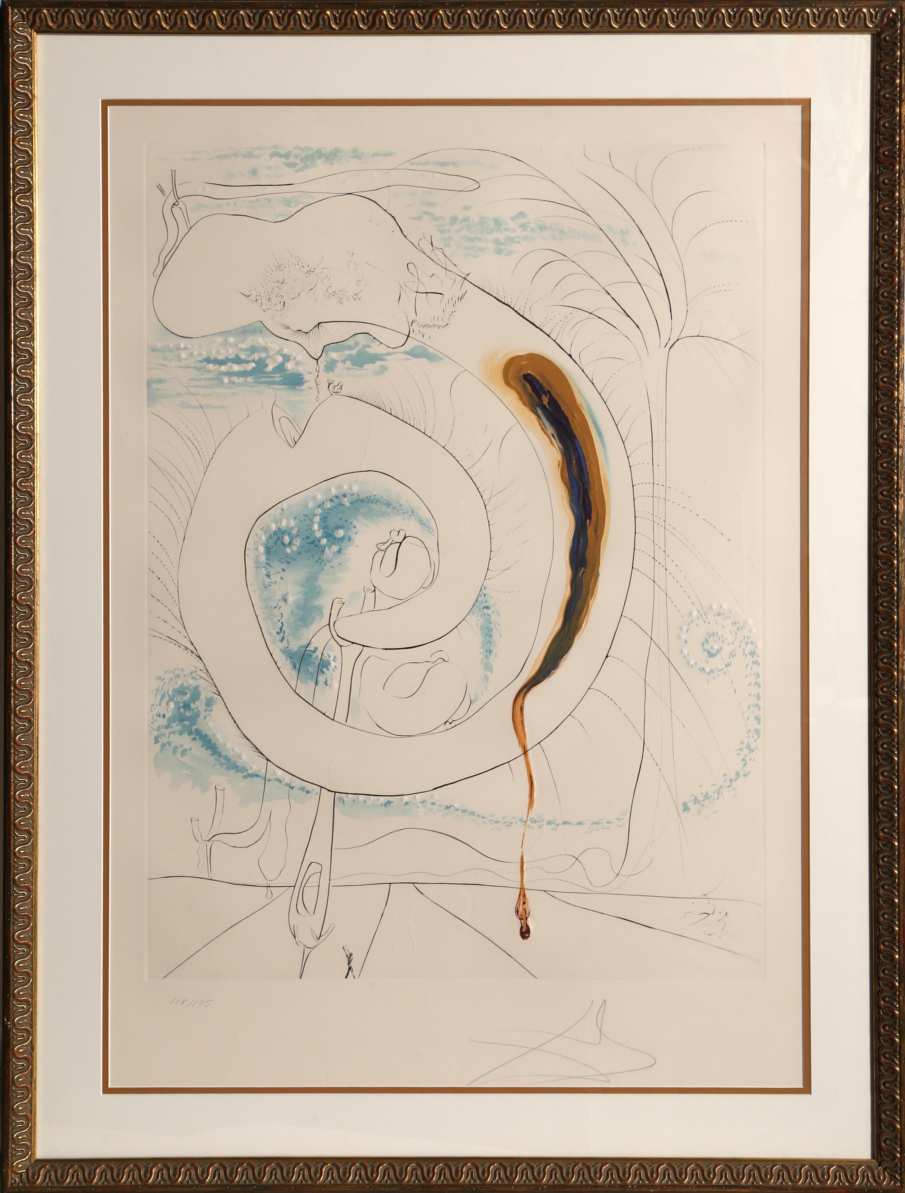 Salvador Dalí Figurative Print - Le cercle visceral du Cosmos from La Conquete du Cosmos Etching by Salvador Dali