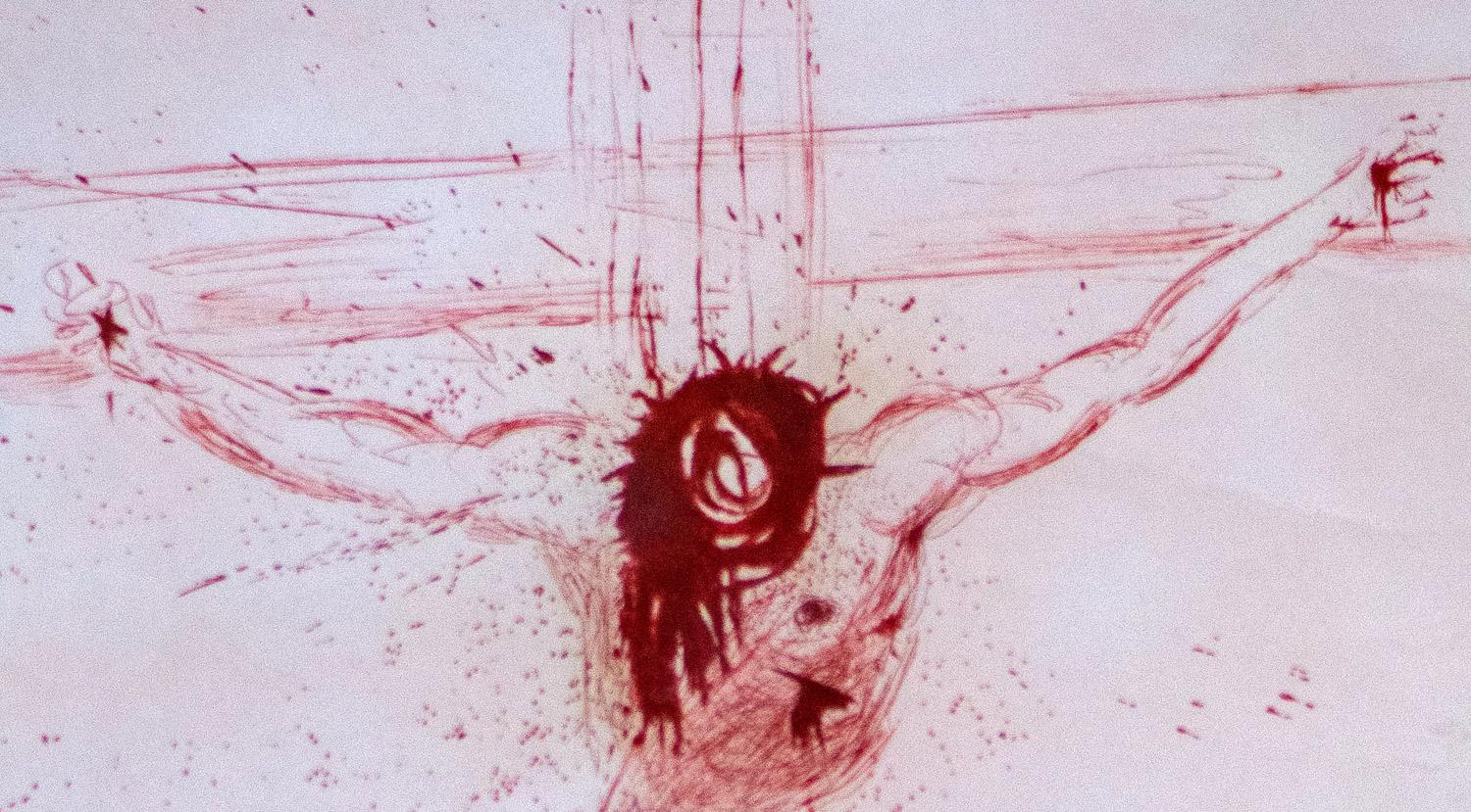 Le Christ 1964 acquaforte originale firmata a sanguigna di Salvador Dalì - Print di Salvador Dalí