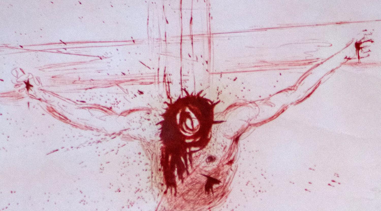 Le Christ 1964 original signed etching in sanguine by Salvador Dali - Print by Salvador Dalí