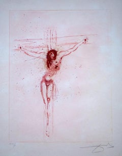 Le Christ 1964 original signed etching in sanguine by Salvador Dali