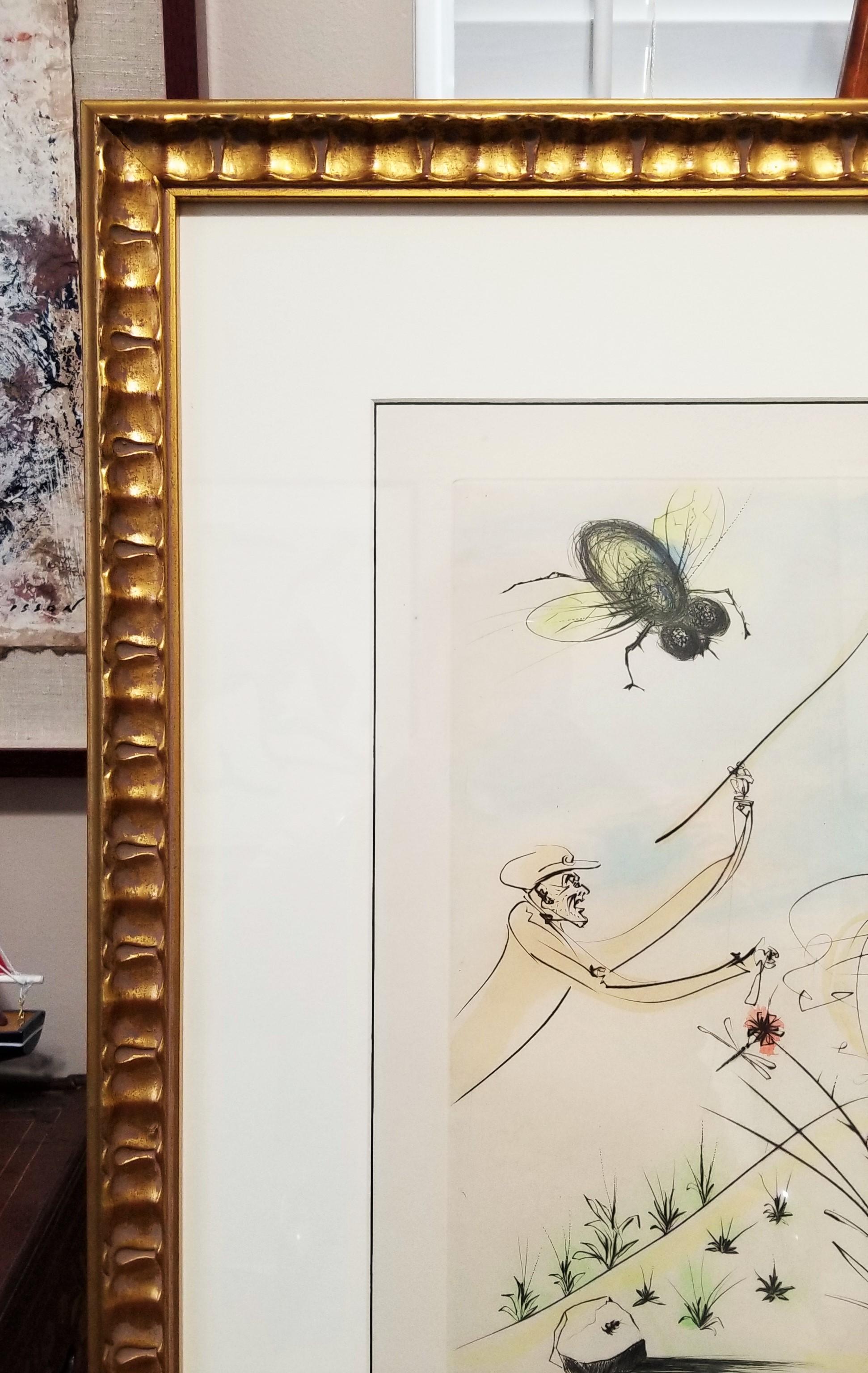 Le Coche et le Mouche (Der Kutscher und die Fliege) (Grau), Animal Print, von Salvador Dalí