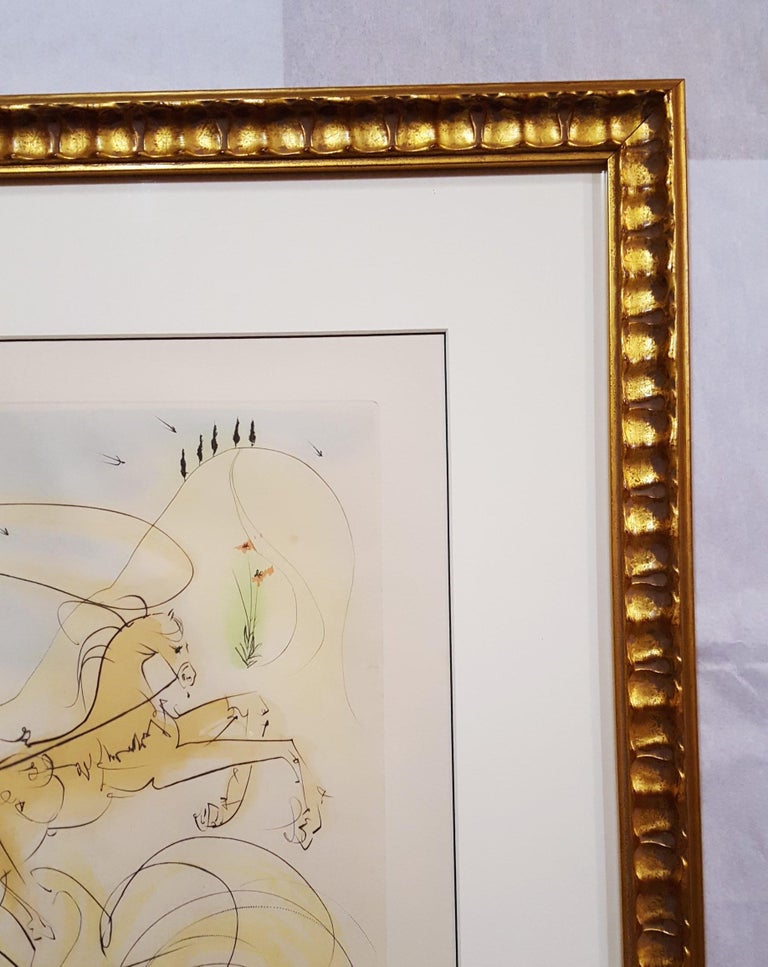 An original signed drypoint etching with pochoir on Richard de Bas Auvergne wove paper by Spanish artist Salvador Dali (1904-1989) titled 