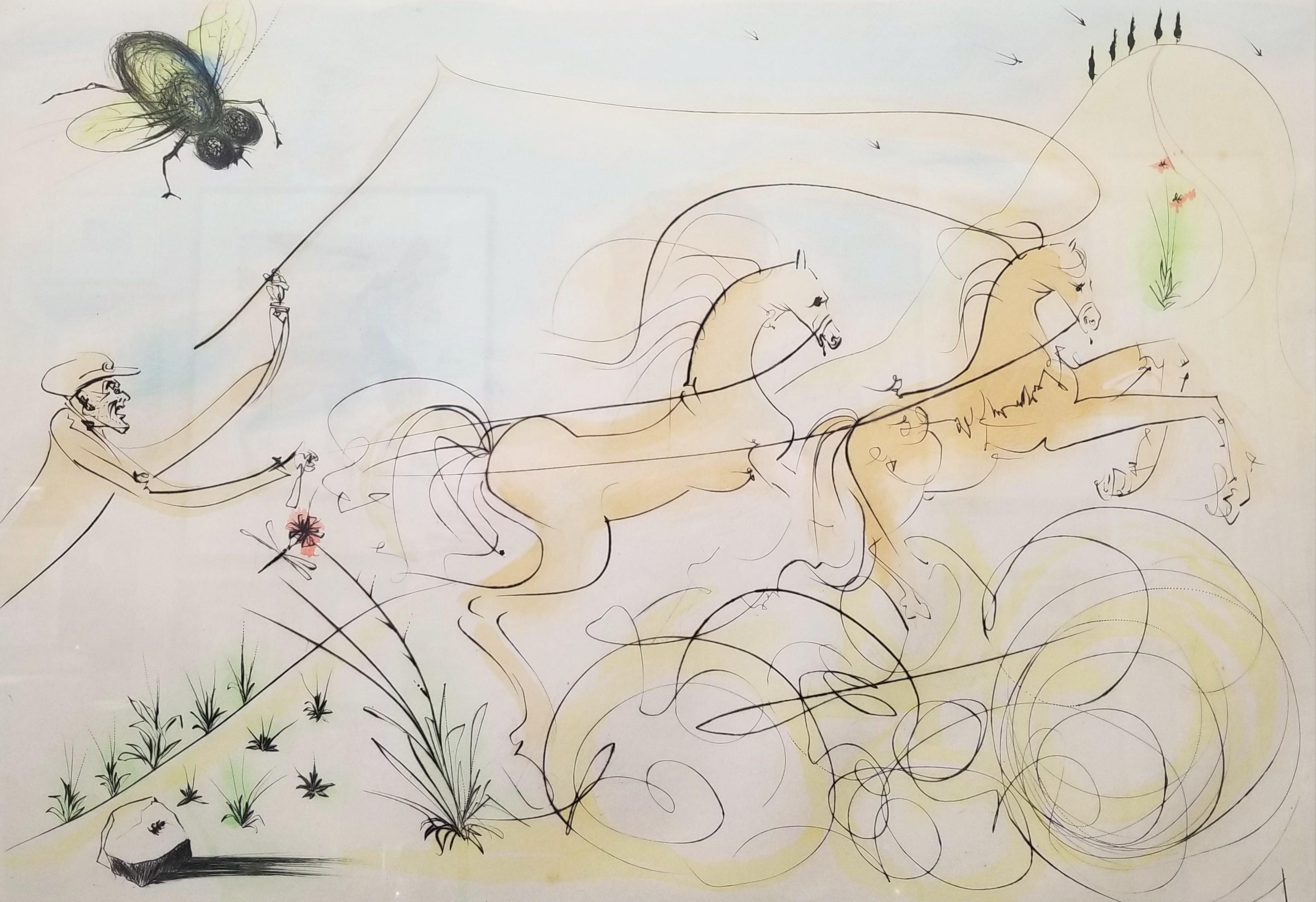 Salvador Dalí Animal Print – Le Coche et le Mouche (Der Kutscher und die Fliege)