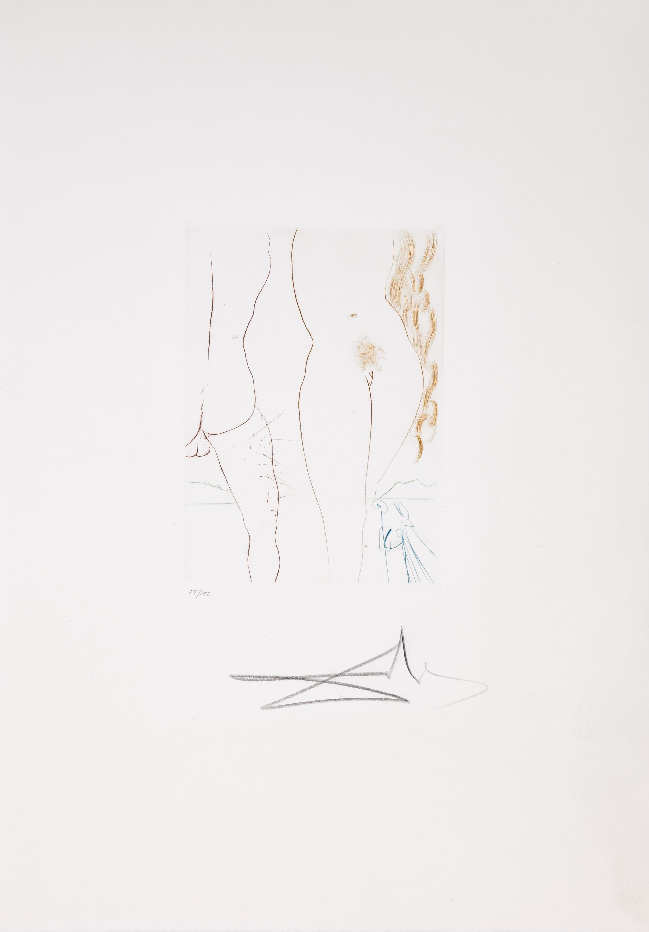 Figurative Print de Salvador Dalí - Le Diable en Enfer, 1972 (El Decamerón, Placa C)