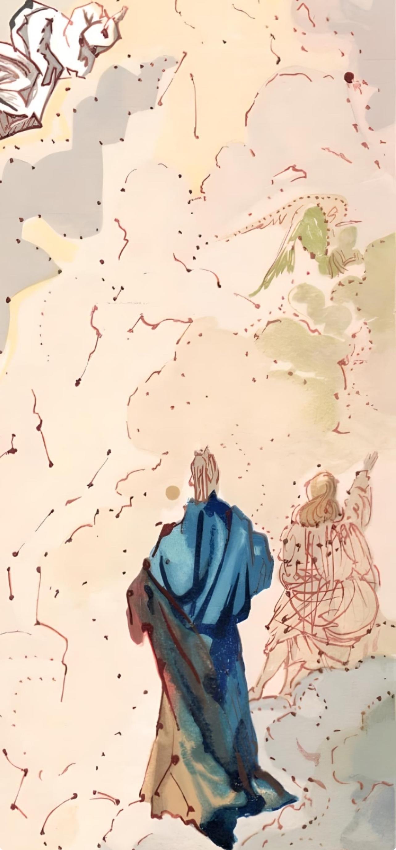 Le Paradis XVI (Field 189-200; M/L 1039-1138), La Divine Comédie - Beige Landscape Print by Salvador Dalí