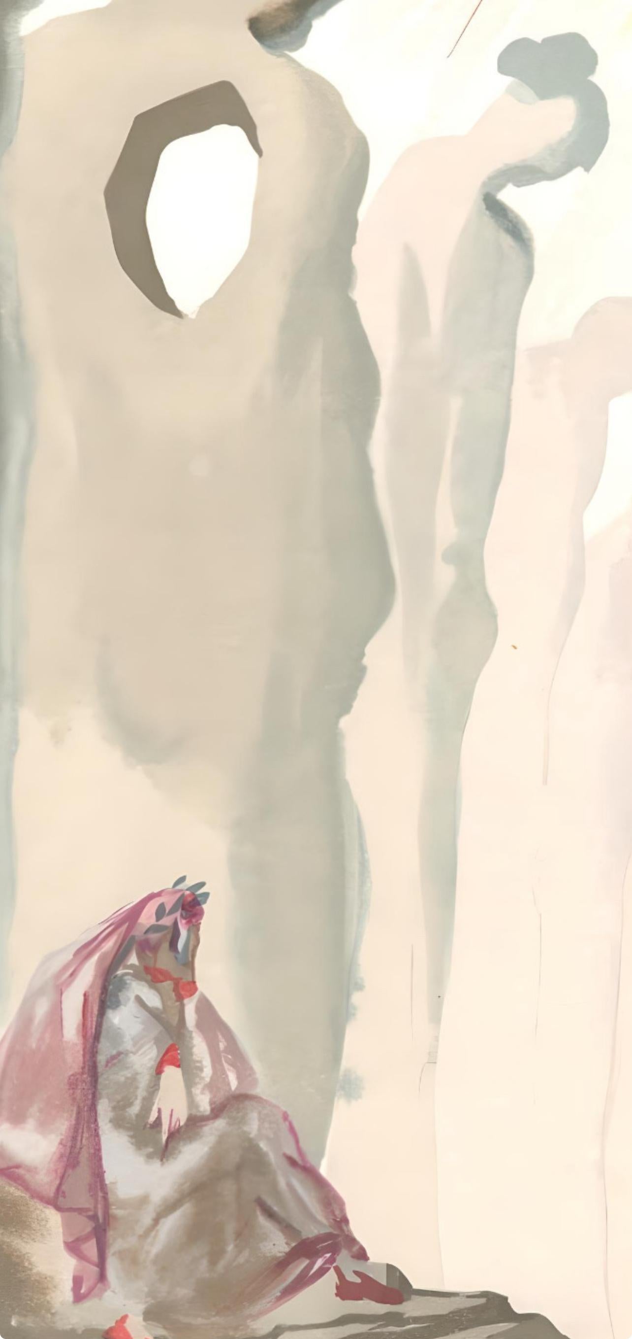 Le Purgatoire XIII (Field 189-200; M/L 1039-1138), La Divine Comédie - Beige Figurative Print by Salvador Dalí