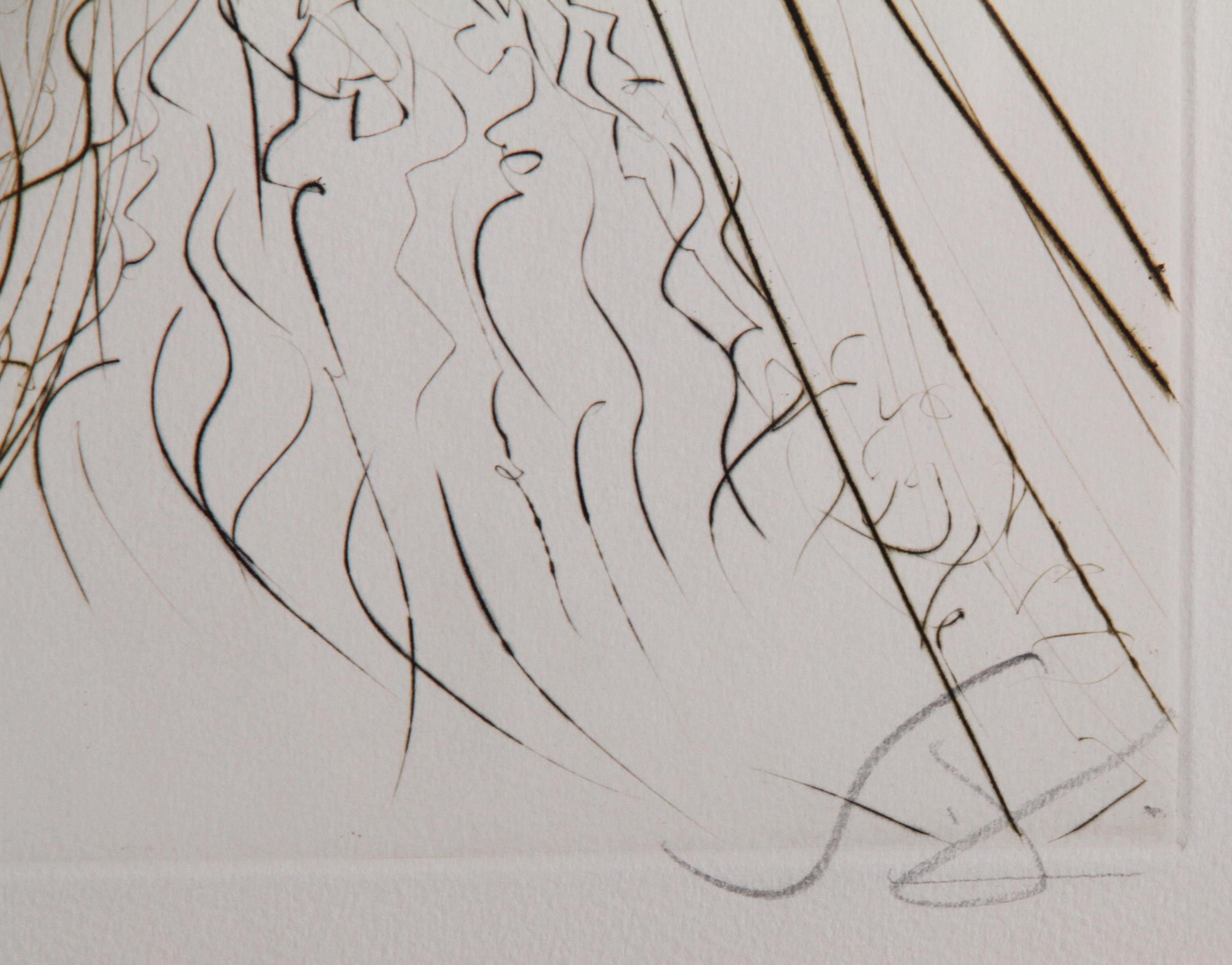 Le Roi Marc from Tristan et Iseult, Framed Engraving by Salvador Dali - Print by Salvador Dalí