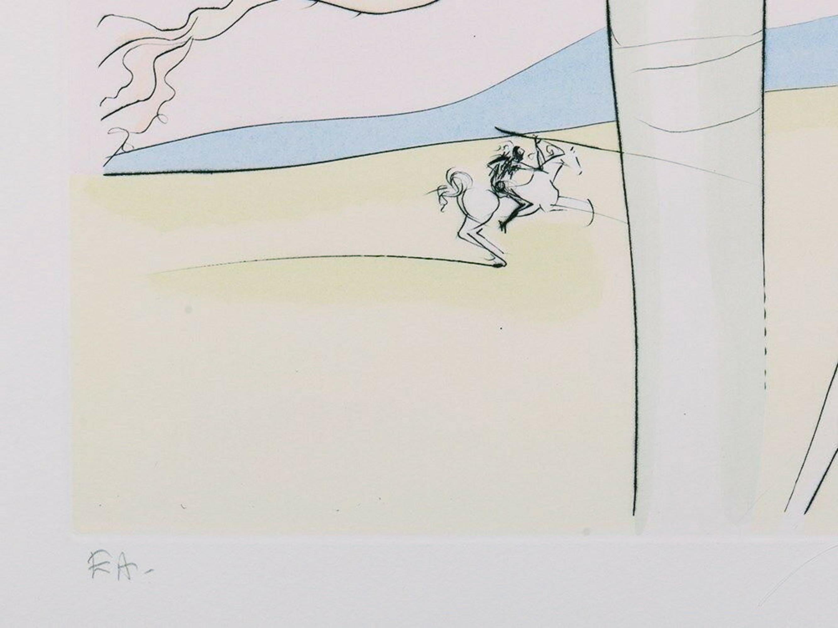 Le Singe et le Léopard, Salvador Dalì - Abstract Print Grigio di Salvador Dalí