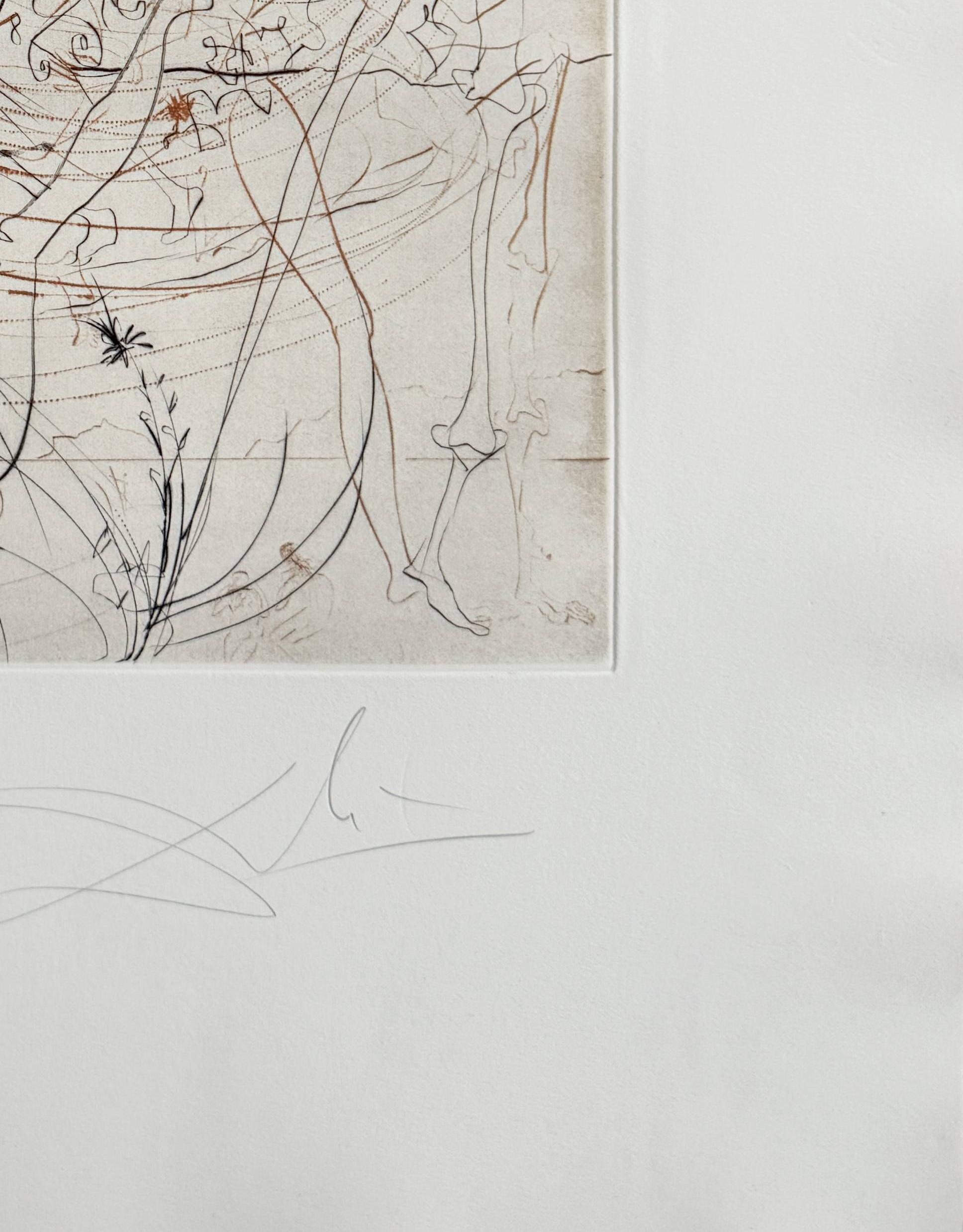 Salvador Dali (1904-1989) - Le Soleil (The Sun)

Drypoint etching from 1969.

The edition 25/145 on Arches paper.

Dimensions of work: 66 x 51 cm.

Hand signed.

Publisher: Pierre Argillet, Paris.

Printer: Atelier Robbe, Paris.

Reference: