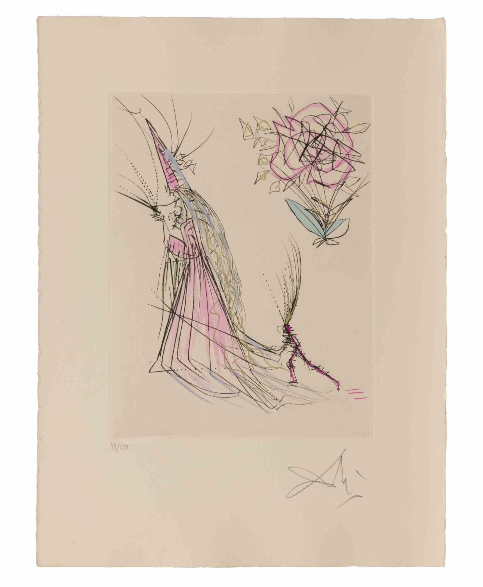 Le Spectre et la Rose - Etching after Salvador Dalì - 1960s - Print by Salvador Dalí
