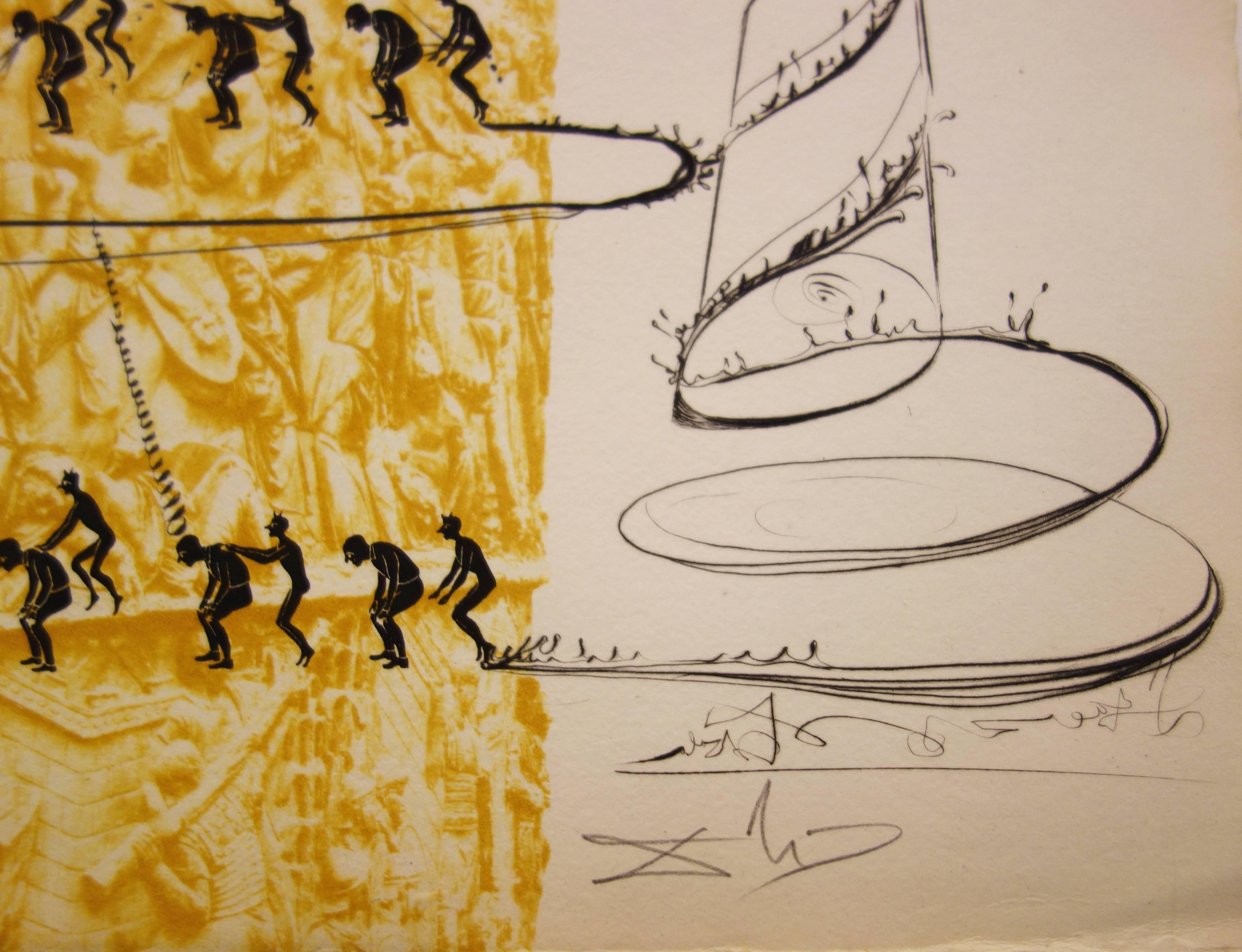 Le système caga y menja - Original etching - 1973 - Print by Salvador Dalí