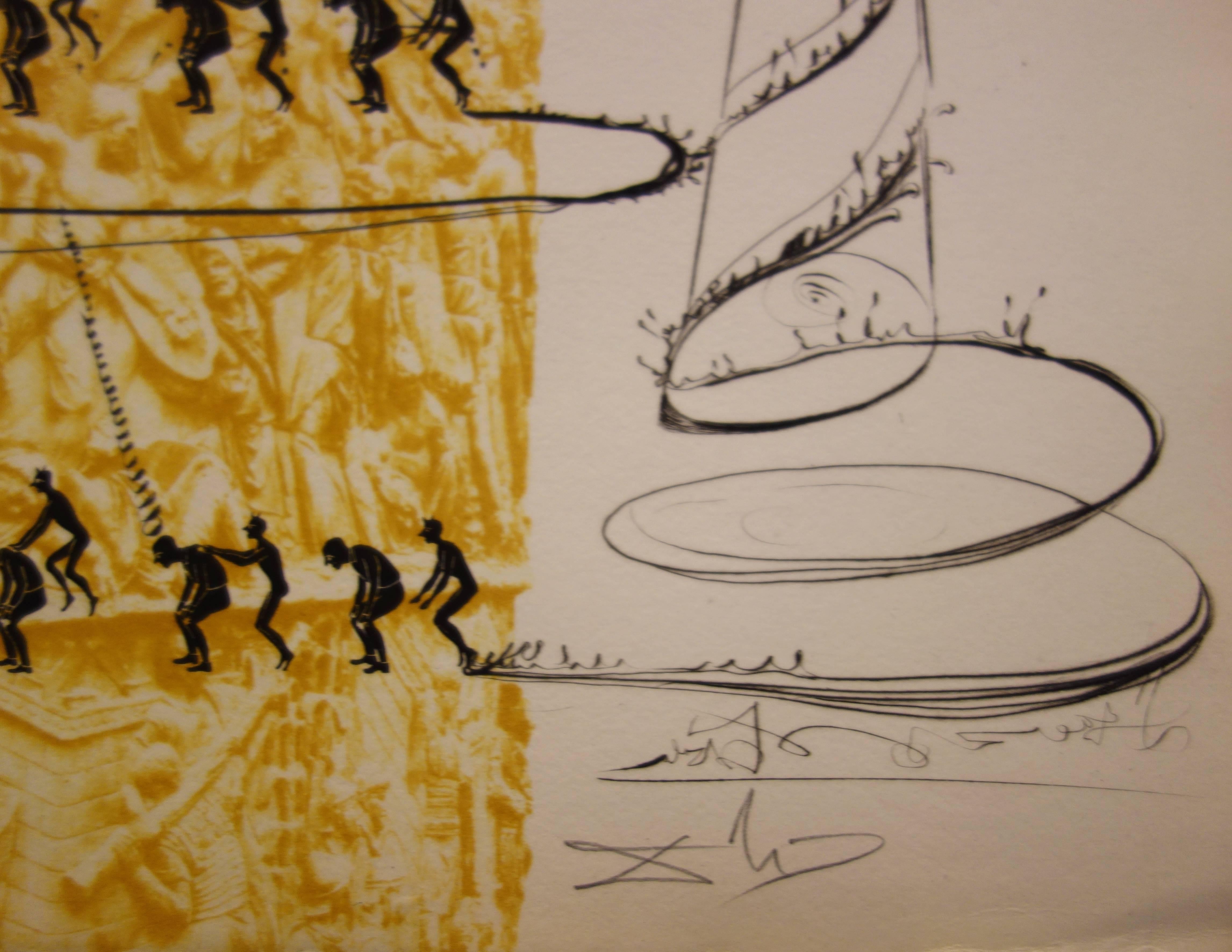 Salvador Dali (1904-1989) 
Le système caga y menja (1973) 

Original Etching on Auvergne vellum
Handsigned in pencil
Numbered /Z
Size : 15.3 x 22,4 inch (39 x 57 cm) 

References : Catalog raisonné Field 73-20I / Michler and Lopsinger 571

Excellent