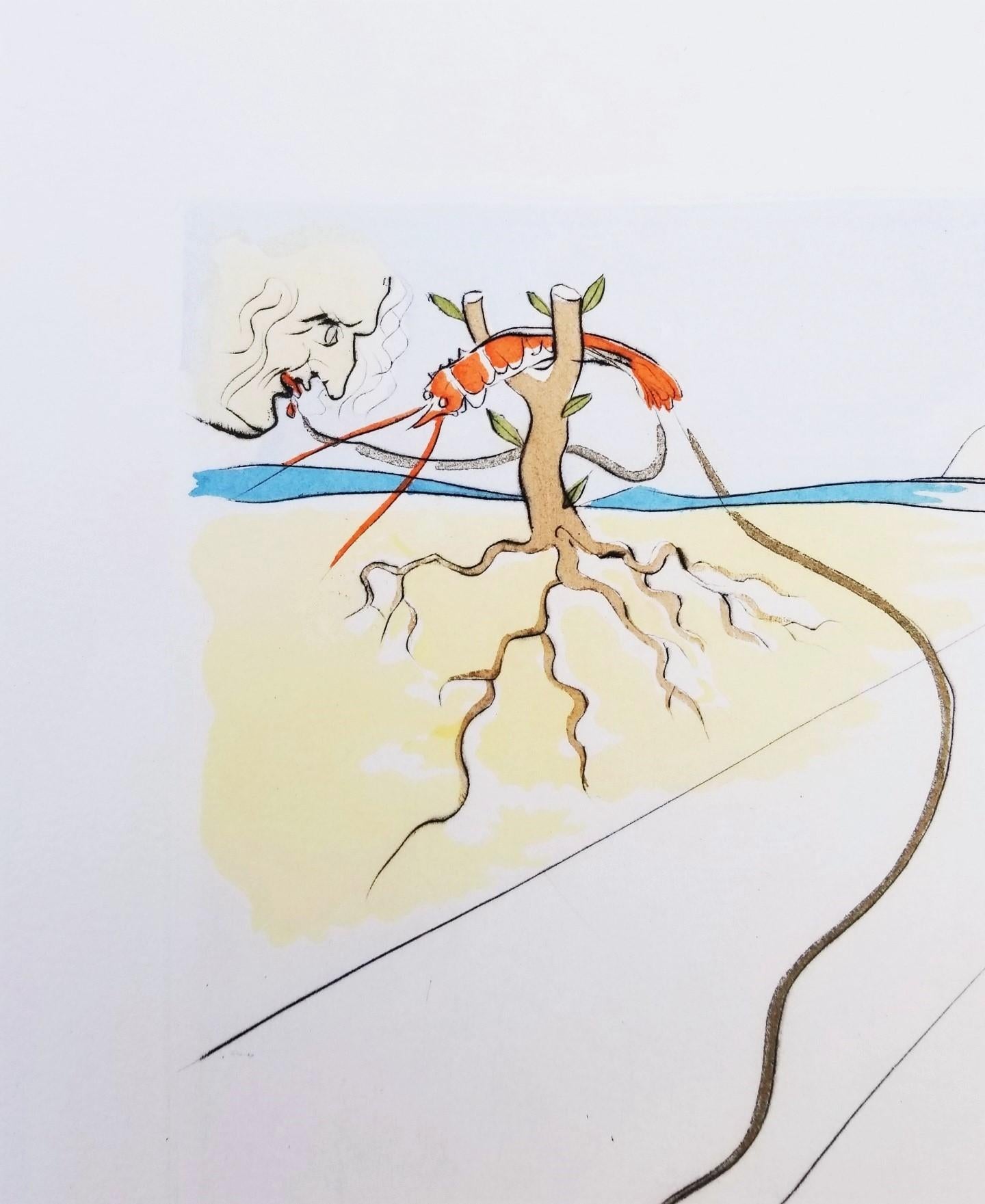 Le Téléphone (Lobster Telephone) /// Surrealism Salvador Dali Engraving Modern For Sale 7